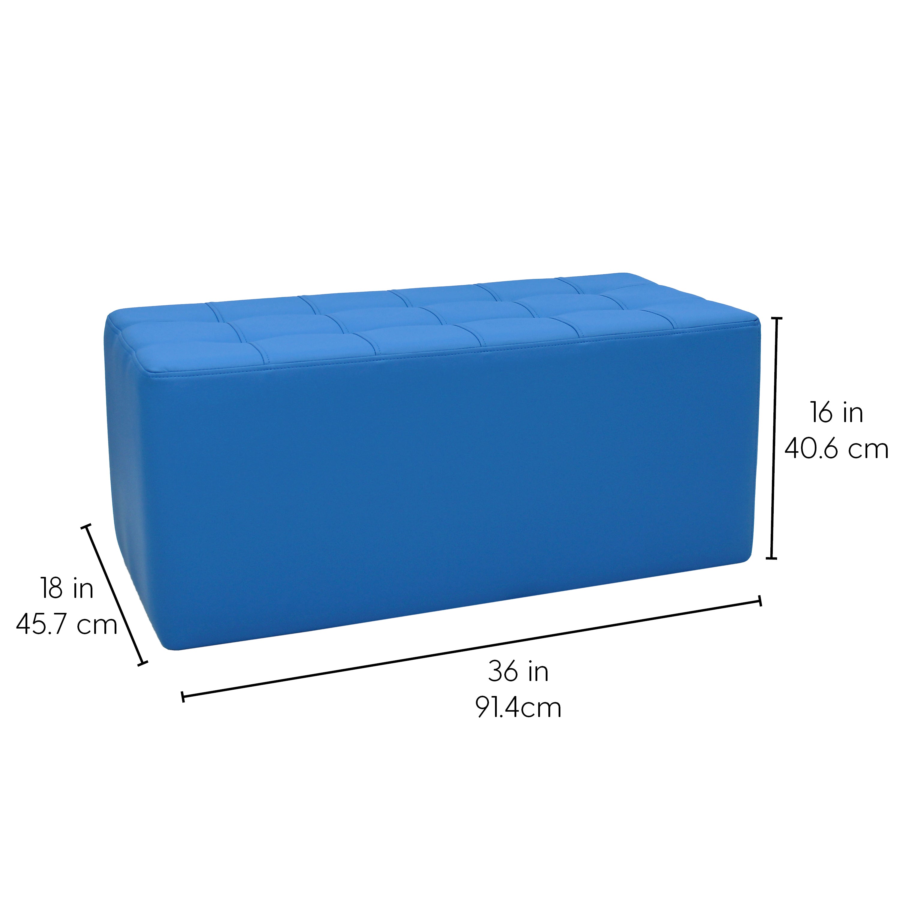 Tufted Rectangle Ottoman 16" Height - French Blue