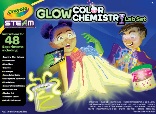 Crayola Glow Color Chemistry Lab Set, Science Kit For Kids, STEM Toys, Volcano Kit, Gifts For Kids 7+