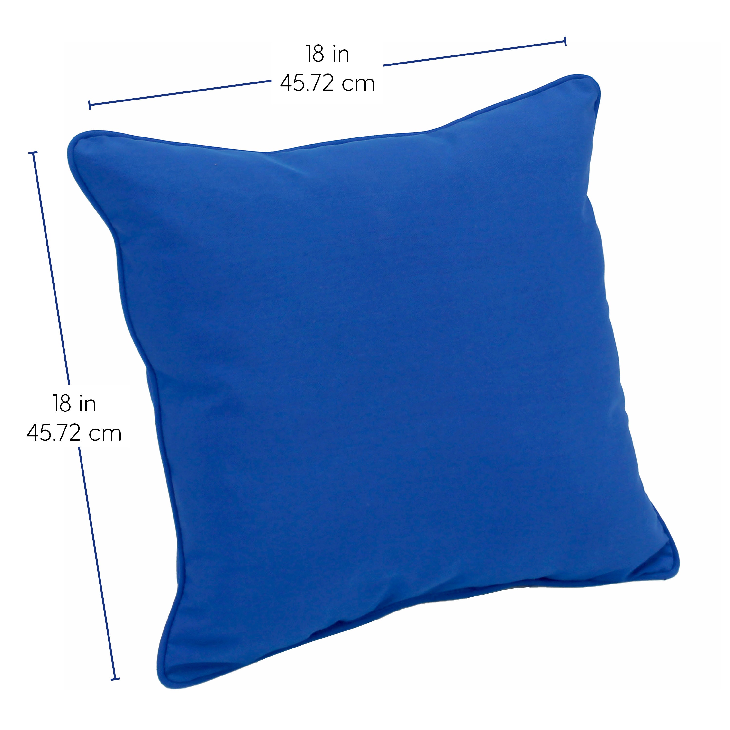Presidio 18"x 18" Square Indoor/Outdoor Pillow with Piping, 2-Piece - Brilliant Blue