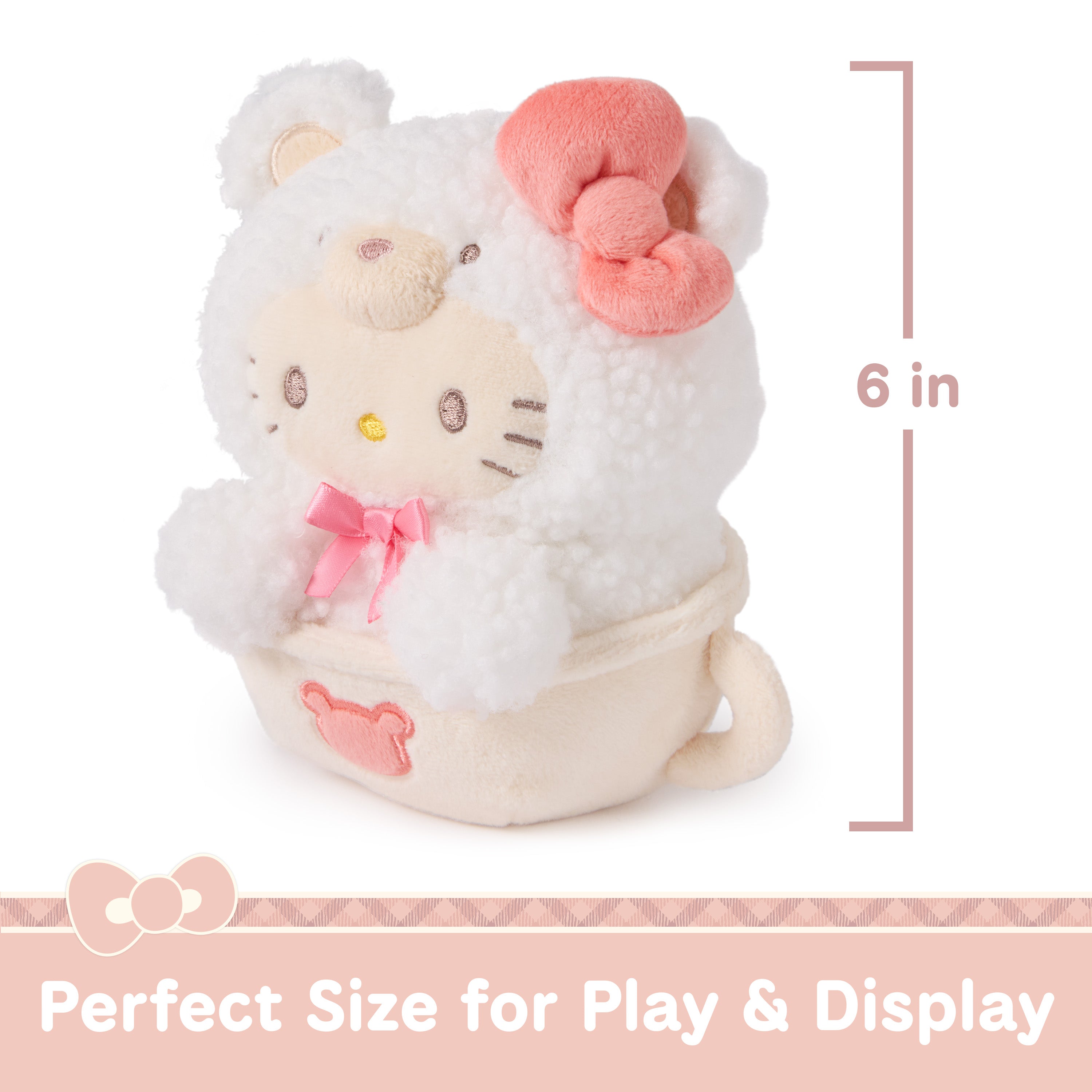 GUND Sanrio Official Hello Kitty Café Latte Teddy Bear Plush, Collectible Plush Toy, Stuffed Animal for Ages 1 and Up, White, 6”