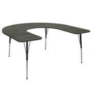 60" x 66" Horseshoe La Madera Activity Table with Standard Legs - Gray Wood/Black