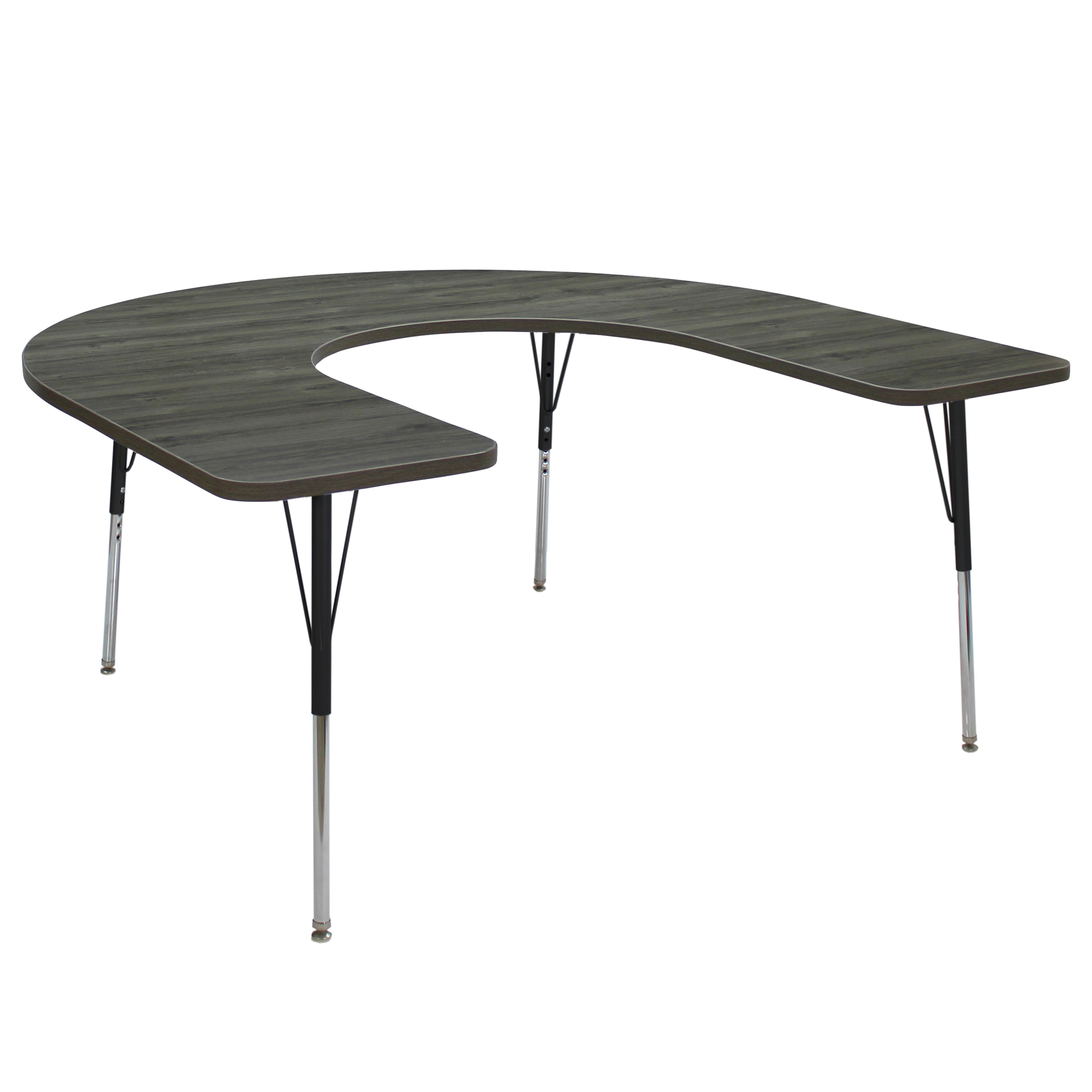 60" x 66" Horseshoe La Madera Activity Table with Standard Legs - Gray Wood/Black