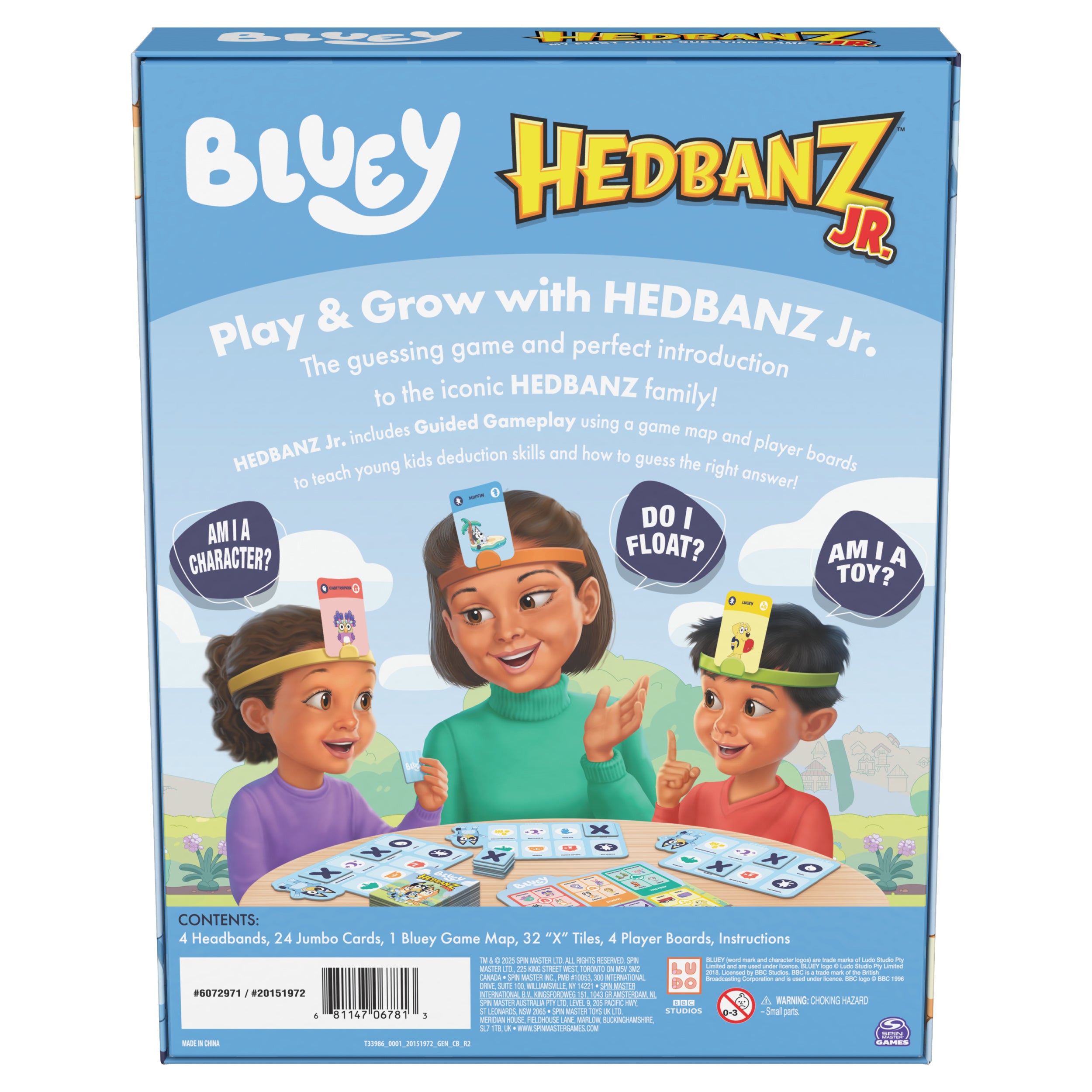 Spin Master Games, Bluey Hedbanz Jr., Picture Guessing Card Game, Includes Illustrations from Bluey, Quick Questions & Fast Fun, Easy to Play for Family & Kids, 2-4 Players, for Ages 5 & Up