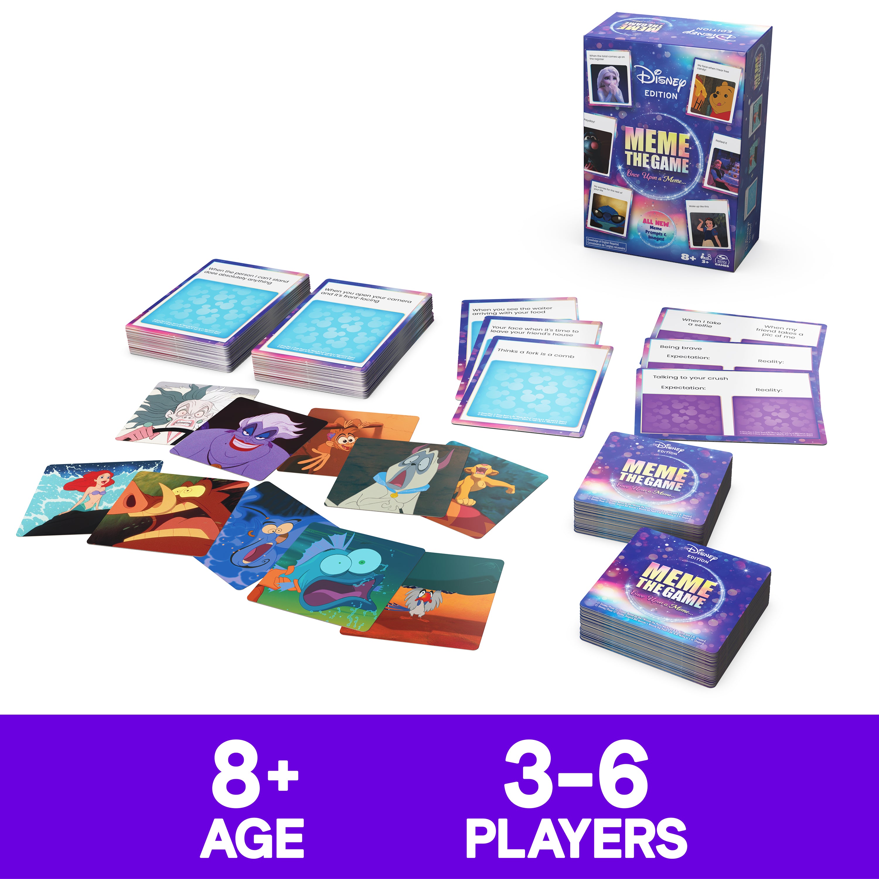 Spin Master Games, Disney Meme the Game, Disney Card Game for Hilarious Family Fun, Funny Caption Contest with Classic & Modern Characters, for Kids & Family, 3-6 Players, for Ages 8 & Up
