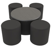 Pro Series 30" Round Ottoman Table with Round 18" H Seating, 5-Piece Set - Black/Cosmic Strandz