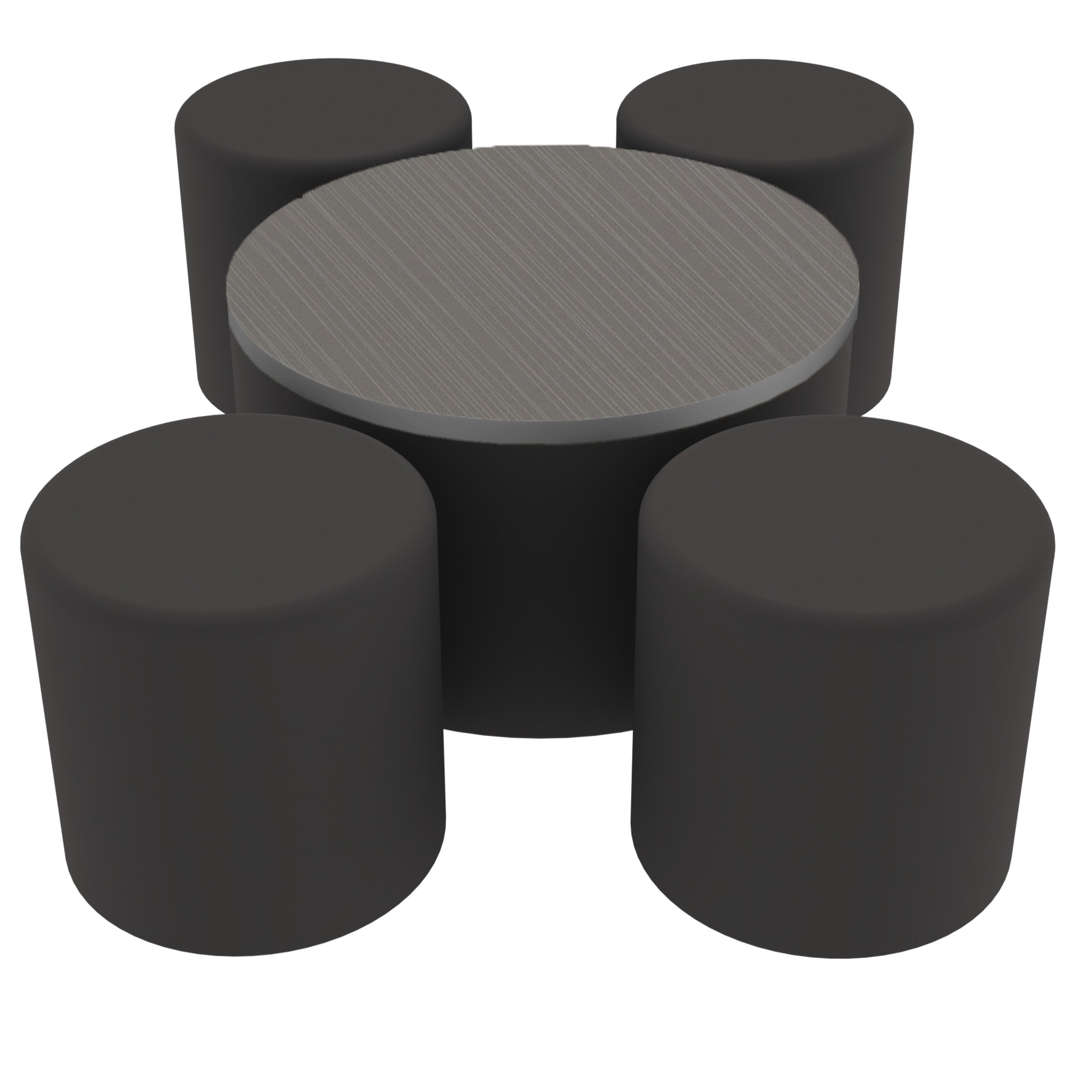 Pro Series 30" Round Ottoman Table with Round 18" H Seating, 5-Piece Set - Black/Cosmic Strandz