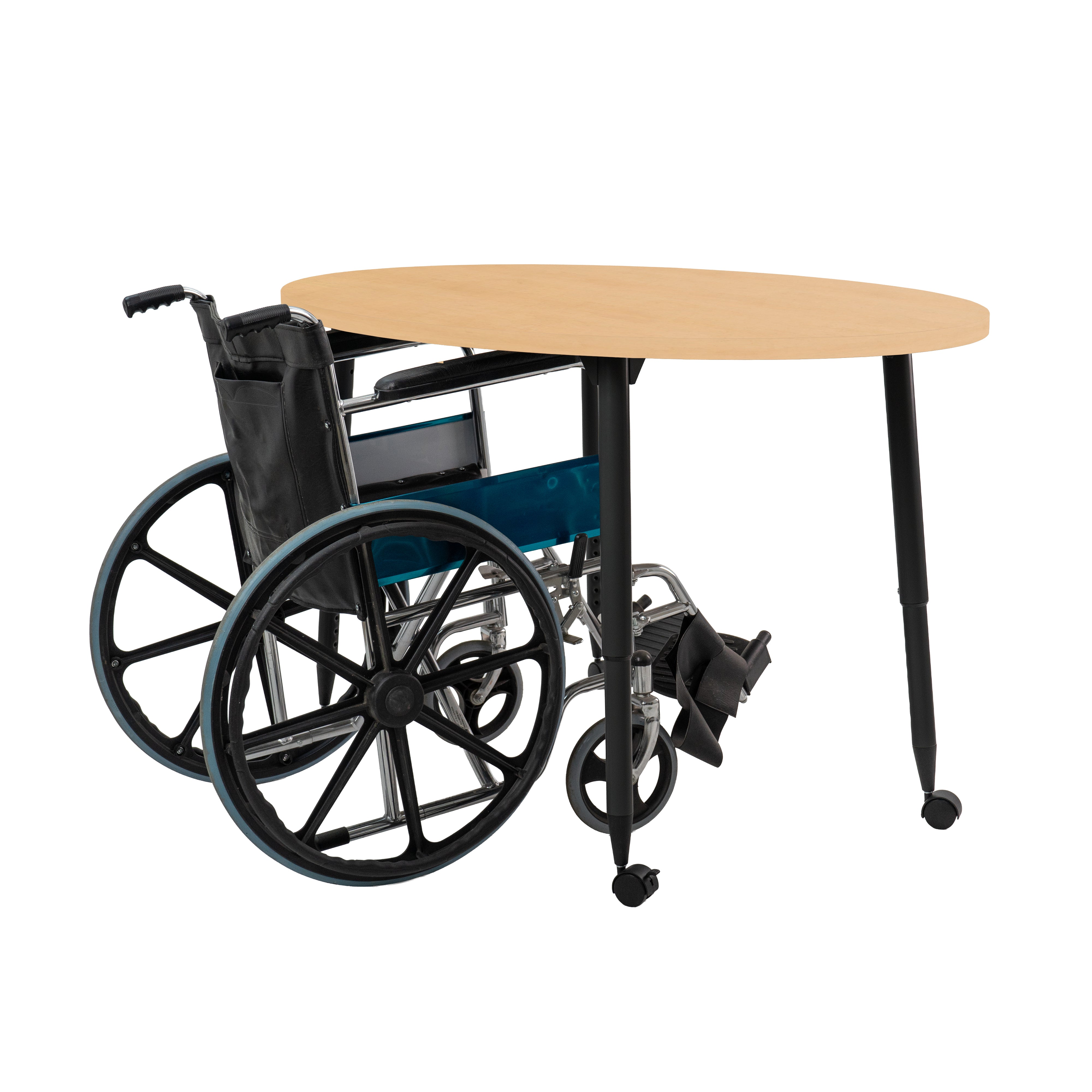 Adapte 30" x 60" Oval Woodgrain Activity Table with Adjustable Tapered Legs - Maple Grain/Black