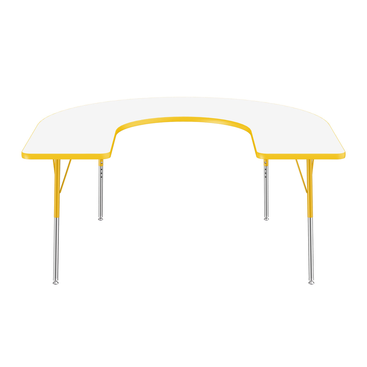 60" x 66" Horseshoe Dry-Erase Activity Table with Adjustable Standard Swivel Glide Legs - Whiteboard/Yellow