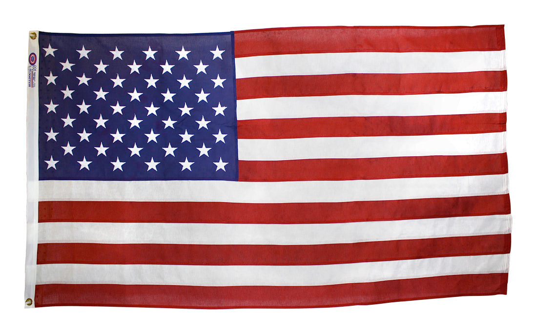 American Flag 5x9.5 ft. Bulldog Cotton, 100% Made in USA with Sewn Stripes, Embroidered Stars and Brass Grommets