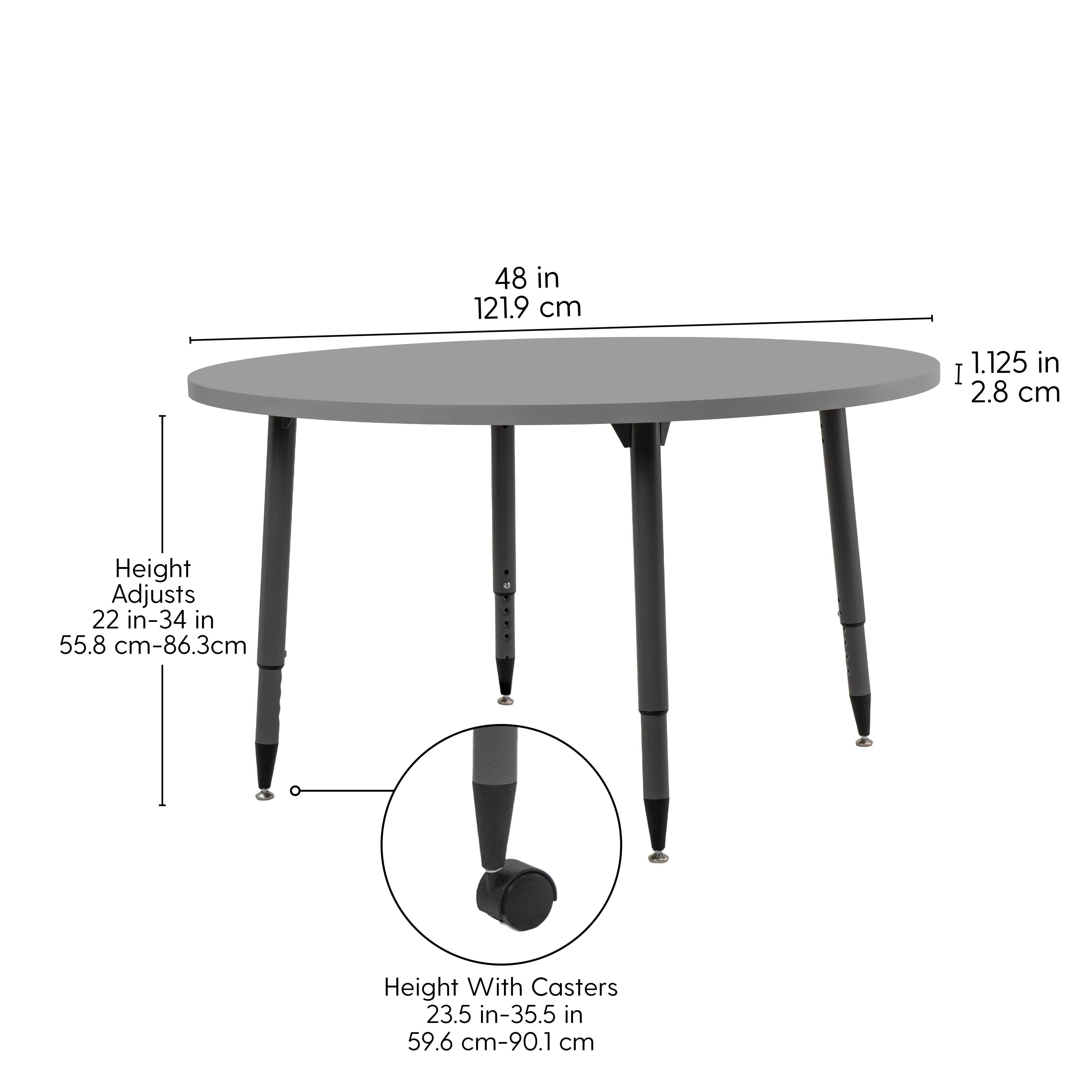 Adapte 48" Round Thermofused Activity Table with Adjustable Tapered Legs - North Sea/North Sea