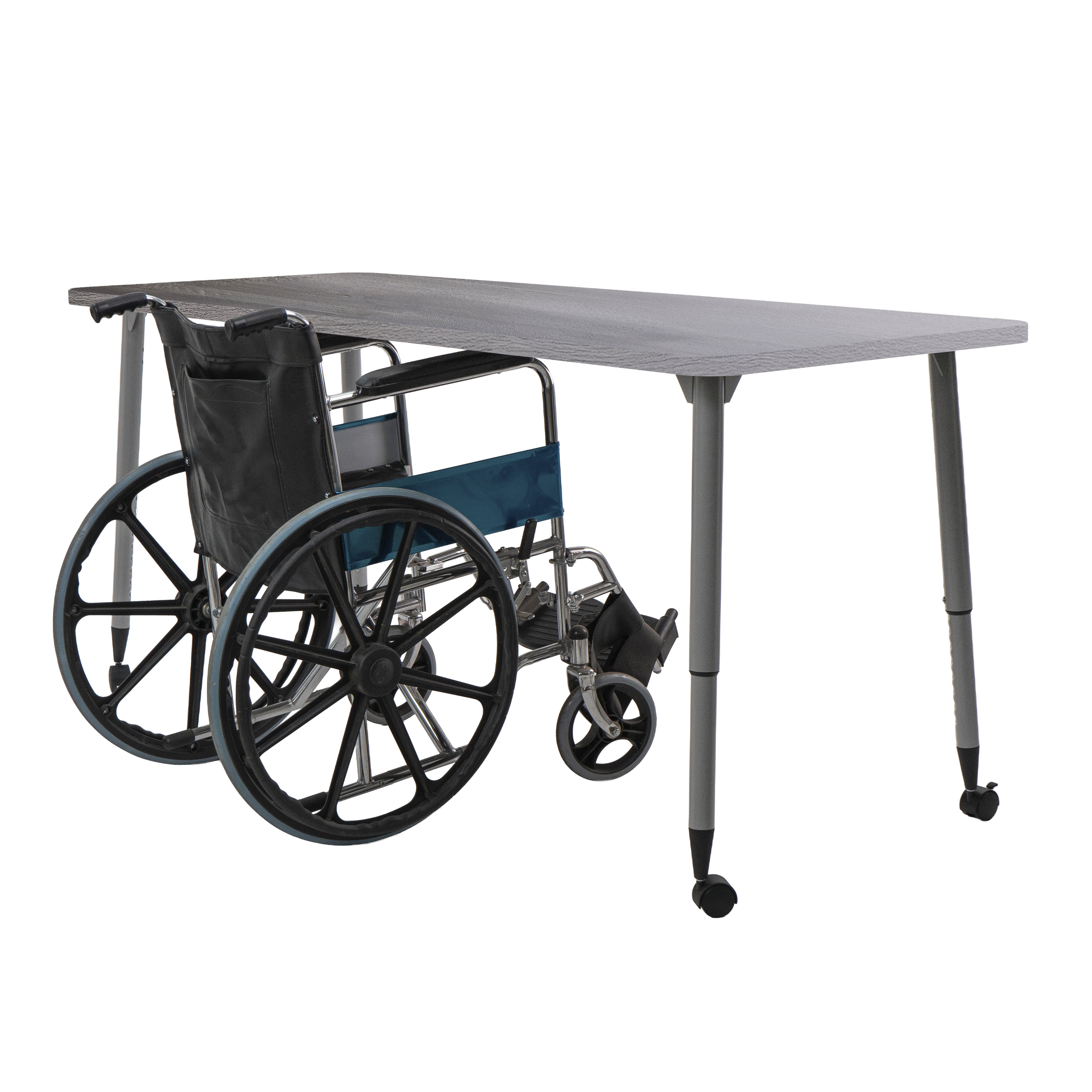 Adapte 30" x 72" Rectangle Woodgrain Activity Table with Adjustable Tapered Legs - Gray Wood/Silver