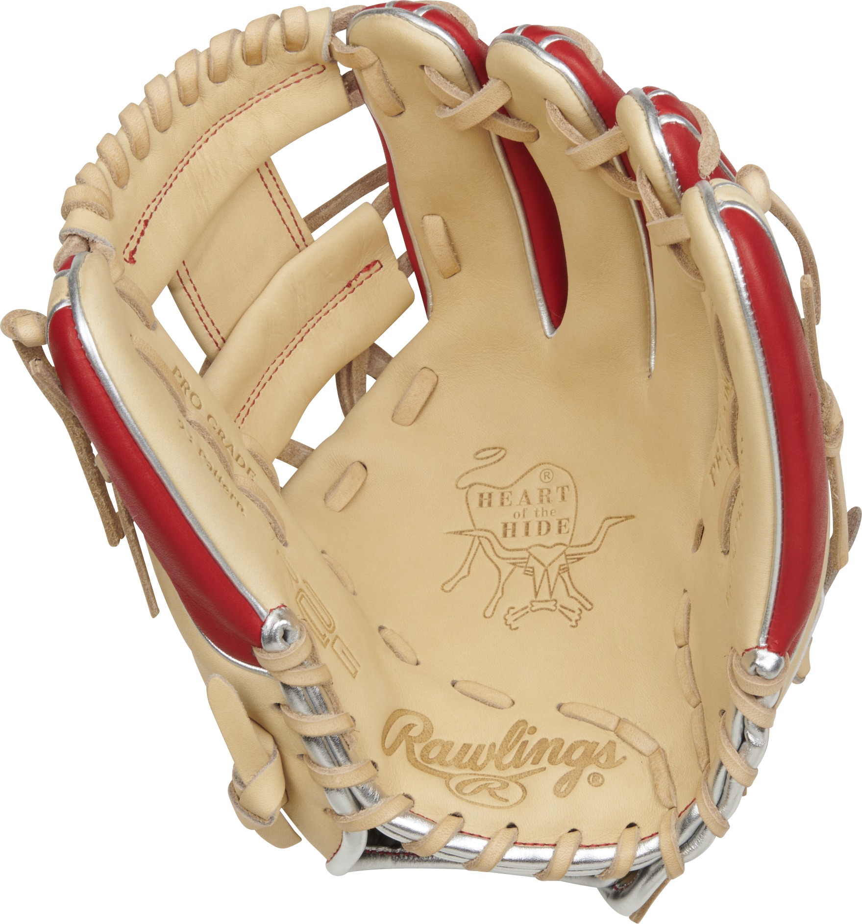 Rawlings Heart Of The Hide Series 11.5-Inch Baseball Glove - Right Hand Thrower - Camel/Scarlet