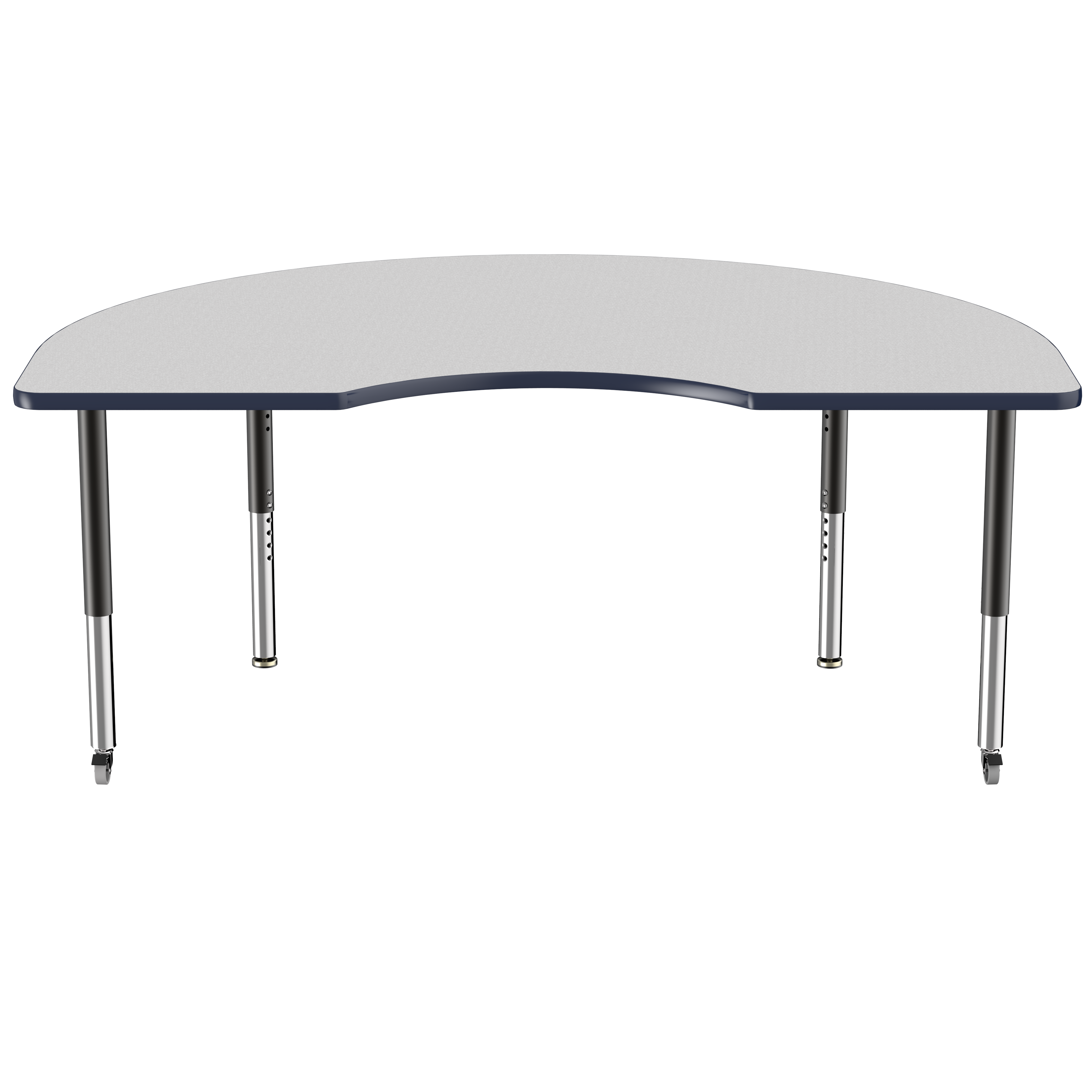 48" x 72" Kidney T-Molding Activity Table with Adjustable Super Legs - Gray/Navy/Black