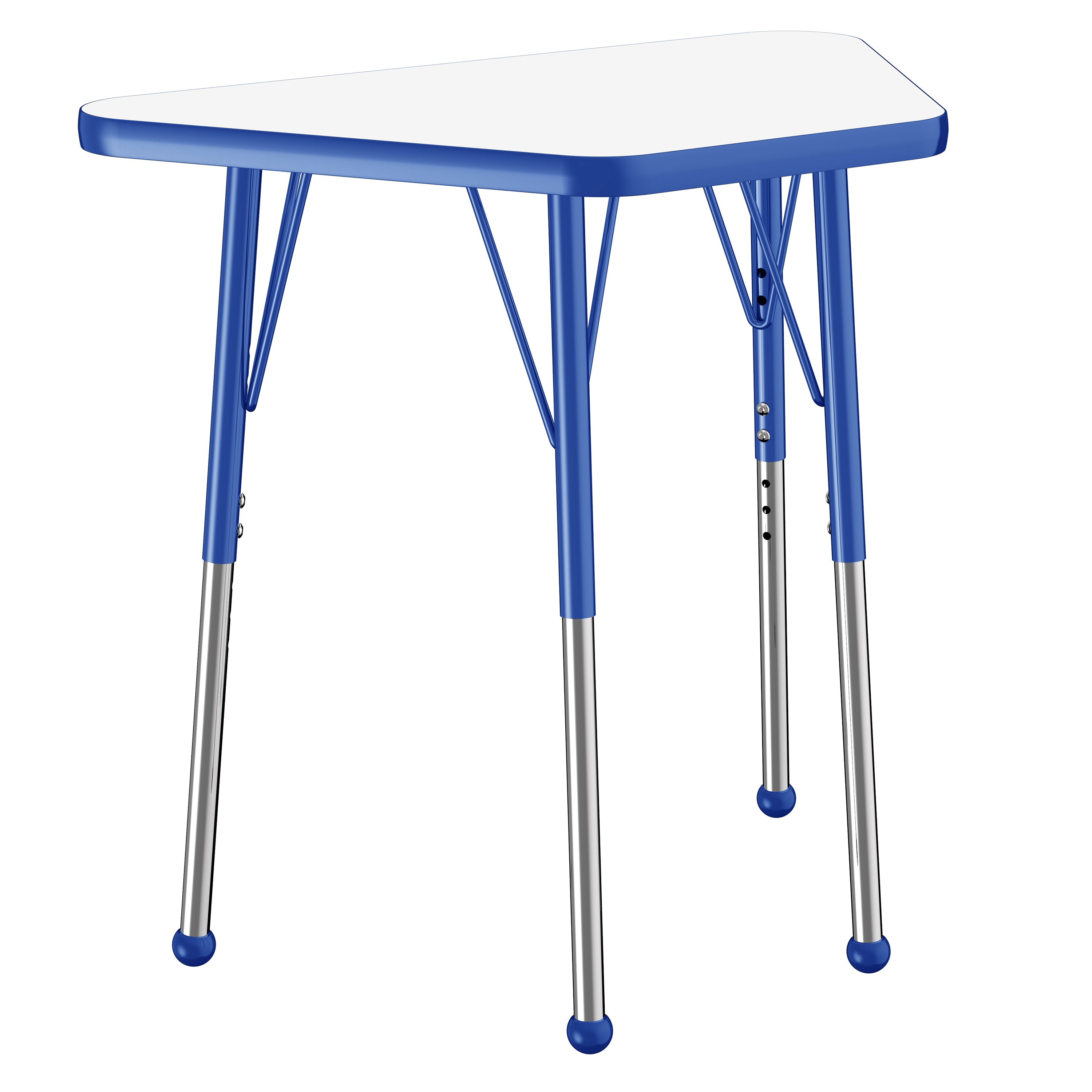 18" x 30" Trapezoid Dry-Erase Activity Table with Adjustable Standard Ball Glide Legs - Whiteboard/Blue