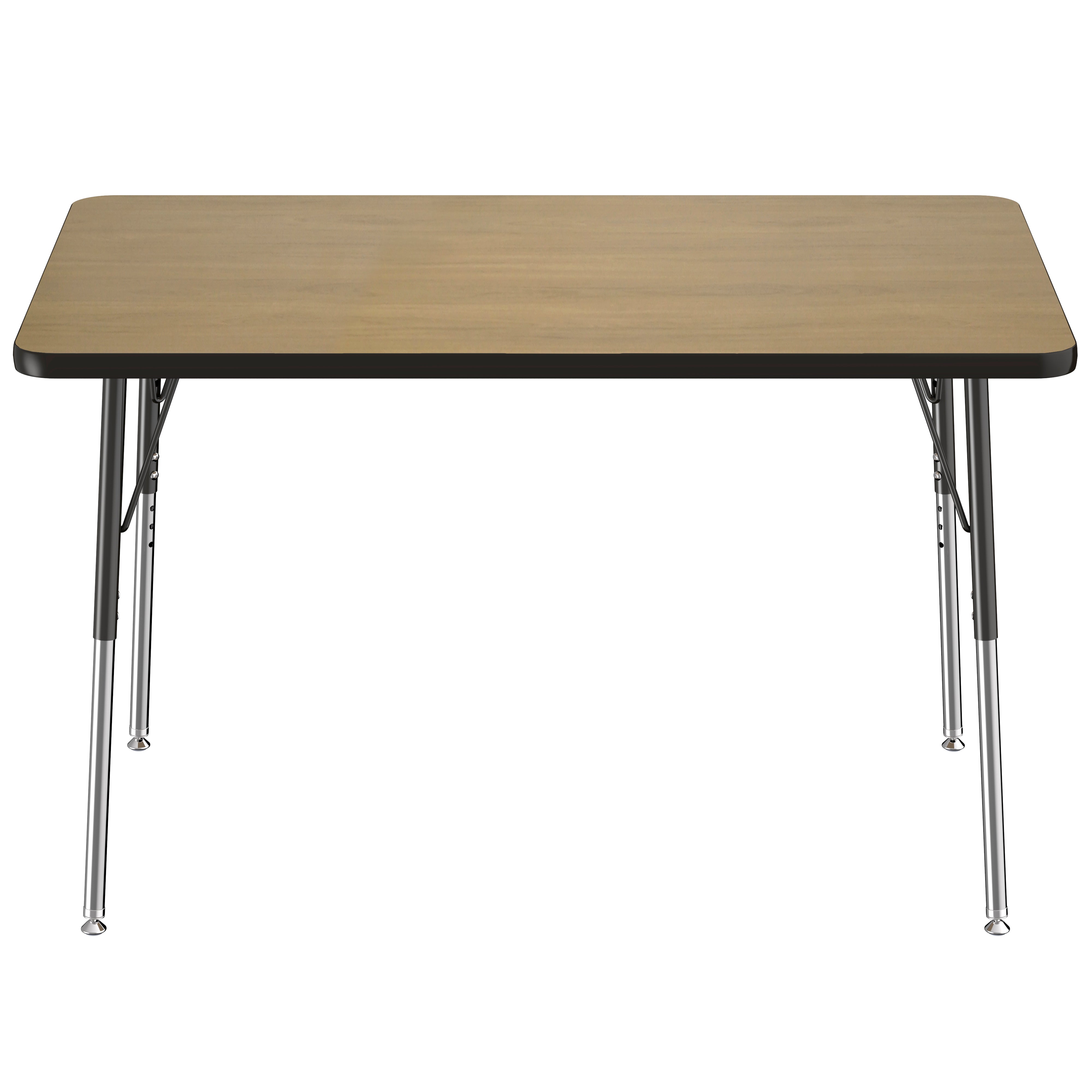 30" x 48" Rectangle T-Molding Activity Table with Adjustable Standard Swivel Glide Legs - Pasadena Oak/Black