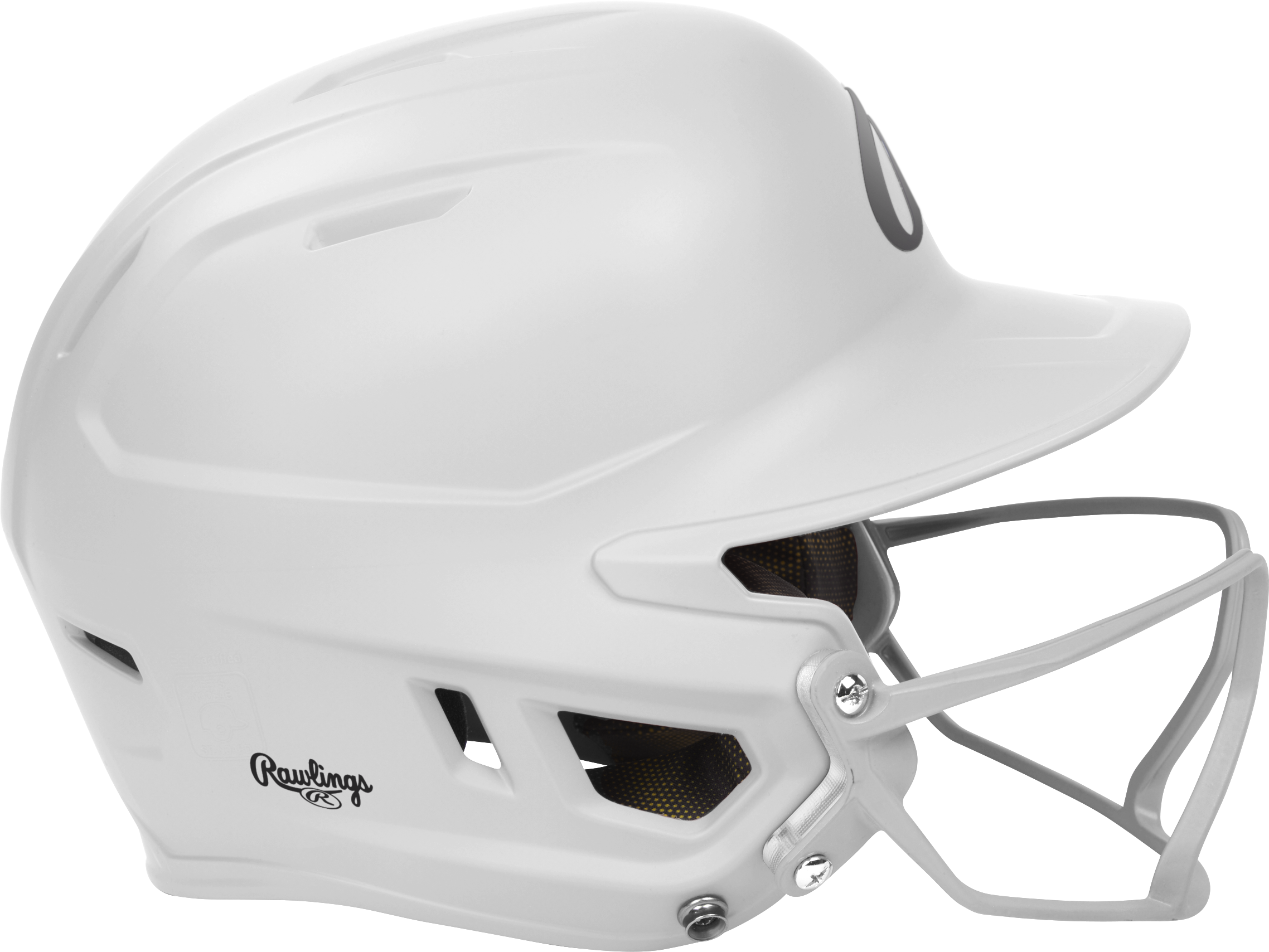 Rawlings Mach Hi-Viz Senior Matte Batting Helmet With Hi-Viz Face Guard - White