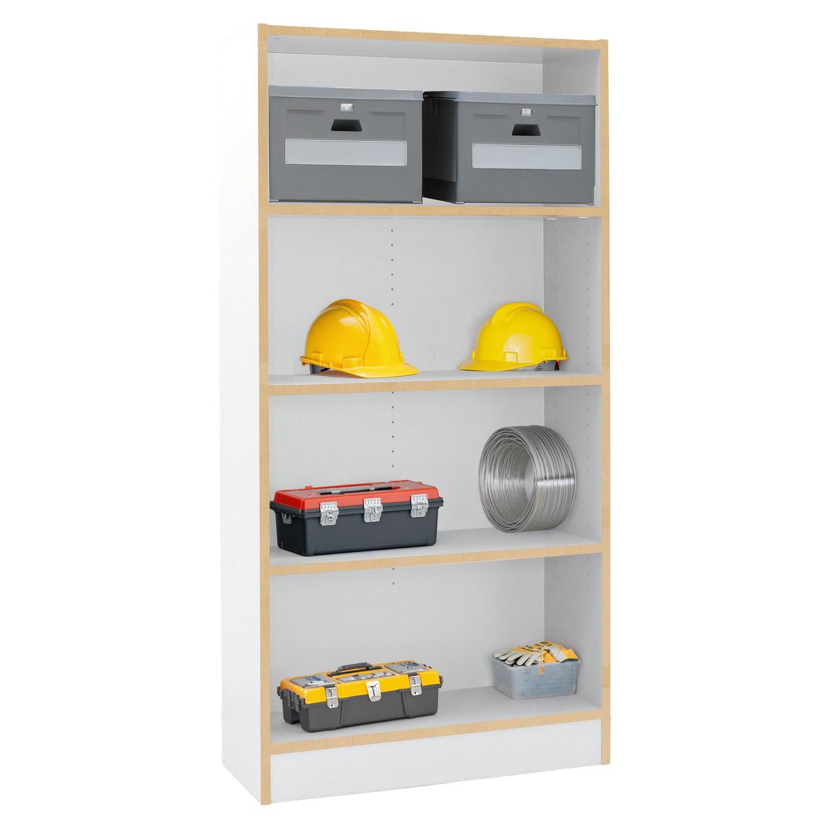 Laminate 4-Shelf Bookcase 60" Height - White/Maple Grain