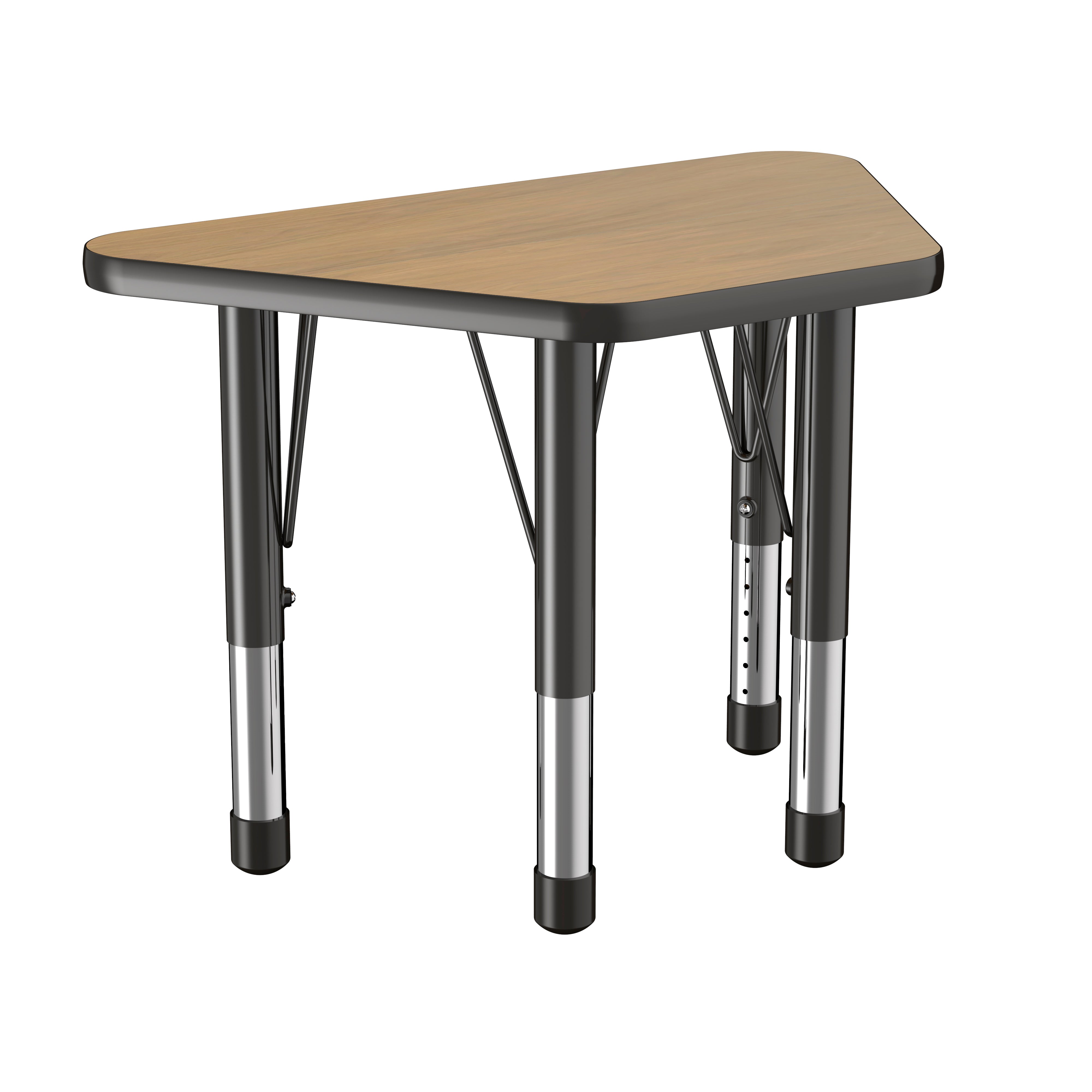 18" x 30" Trapezoid T-Molding Activity Table with Adjustable Chunky Legs - Pasadena Oak/Black