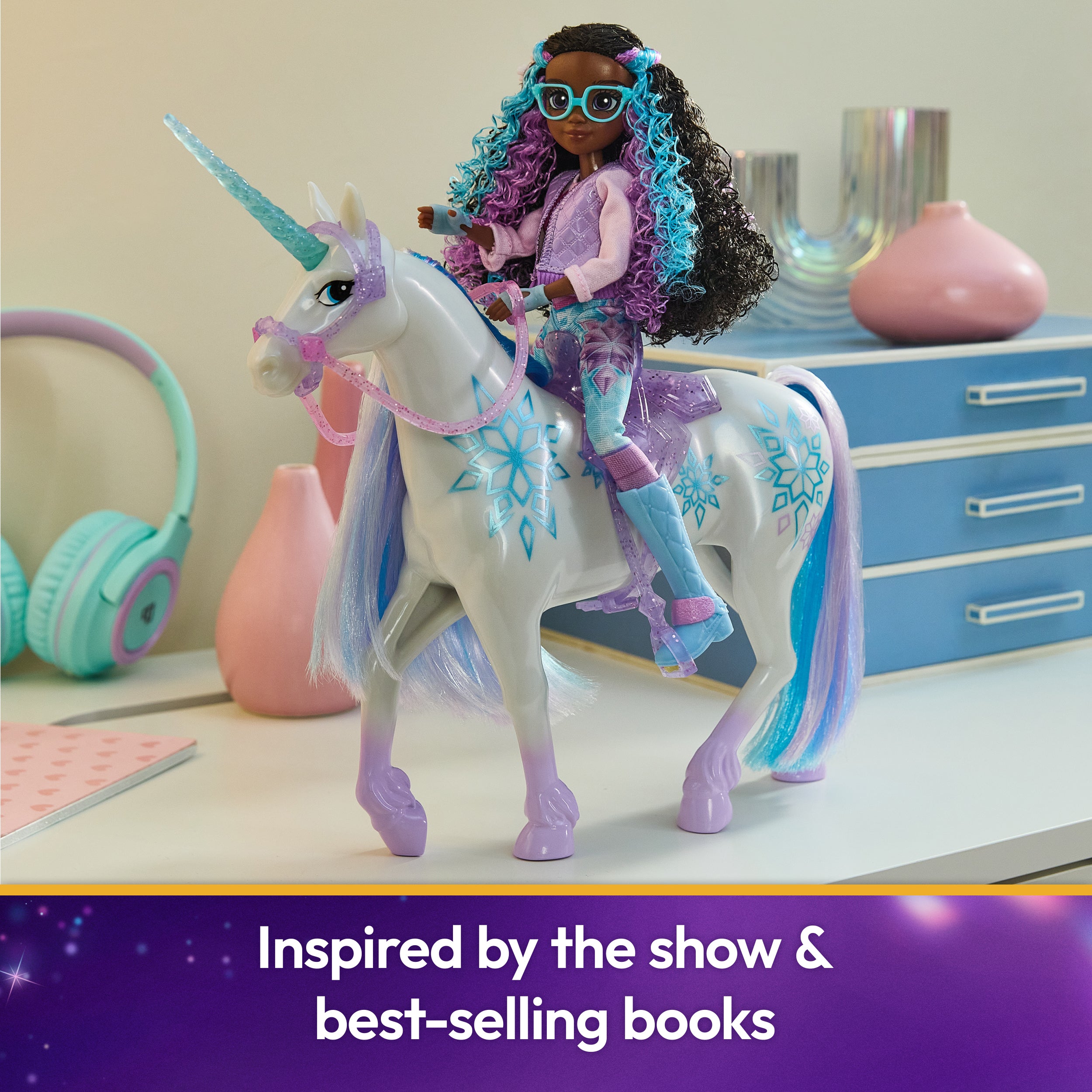 Unicorn Academy, Power of Friendship Glacier with Translucent Saddle & Bridle, 11”, Dolls & Unicorn Toys for Girls Ages 4 and up
