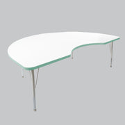 48" x 72" Kidney Thermofused Activity Table with Adjustable Standard Swivel Glide Legs - White/Seafoam/White