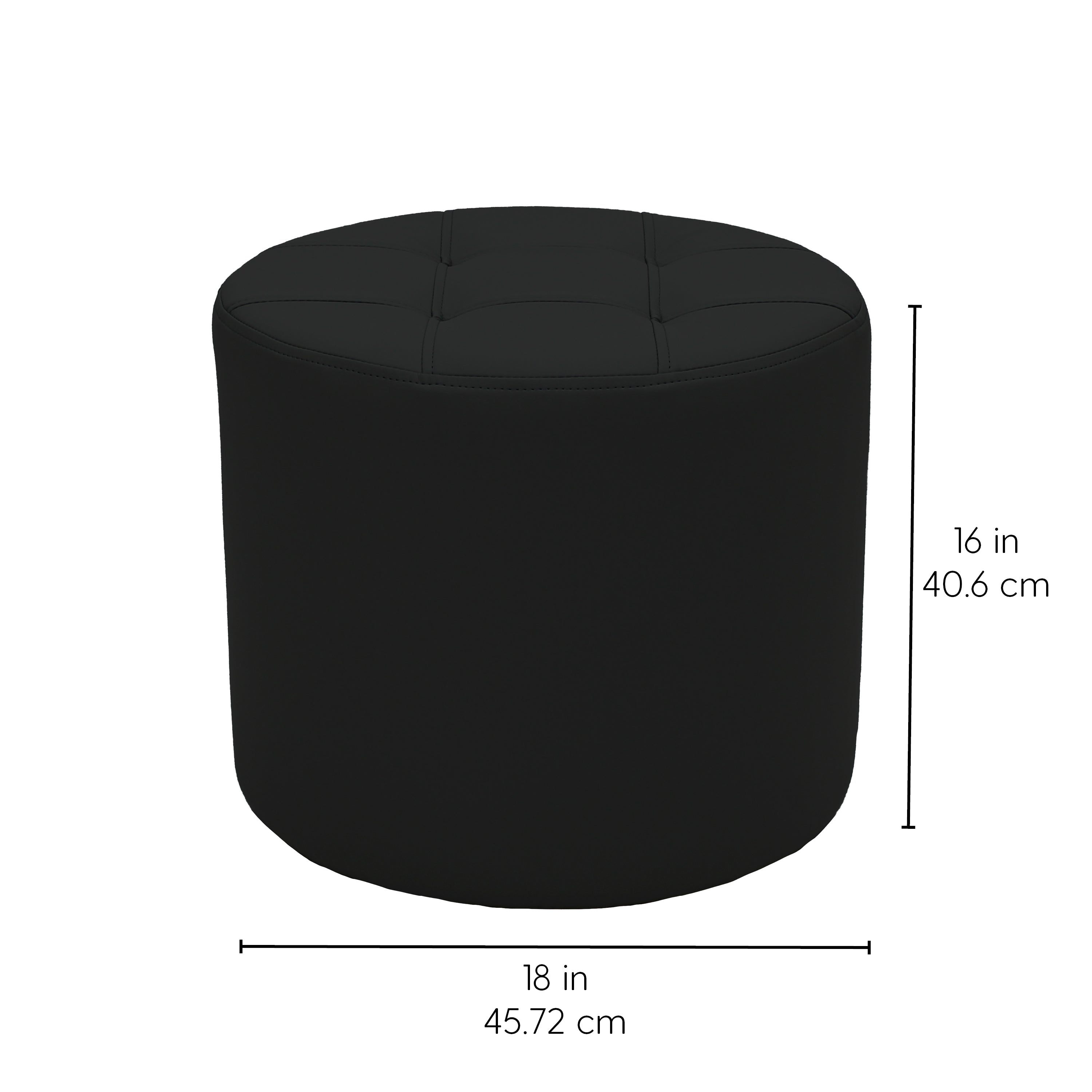 Tufted Round Ottoman 16" Height - Black