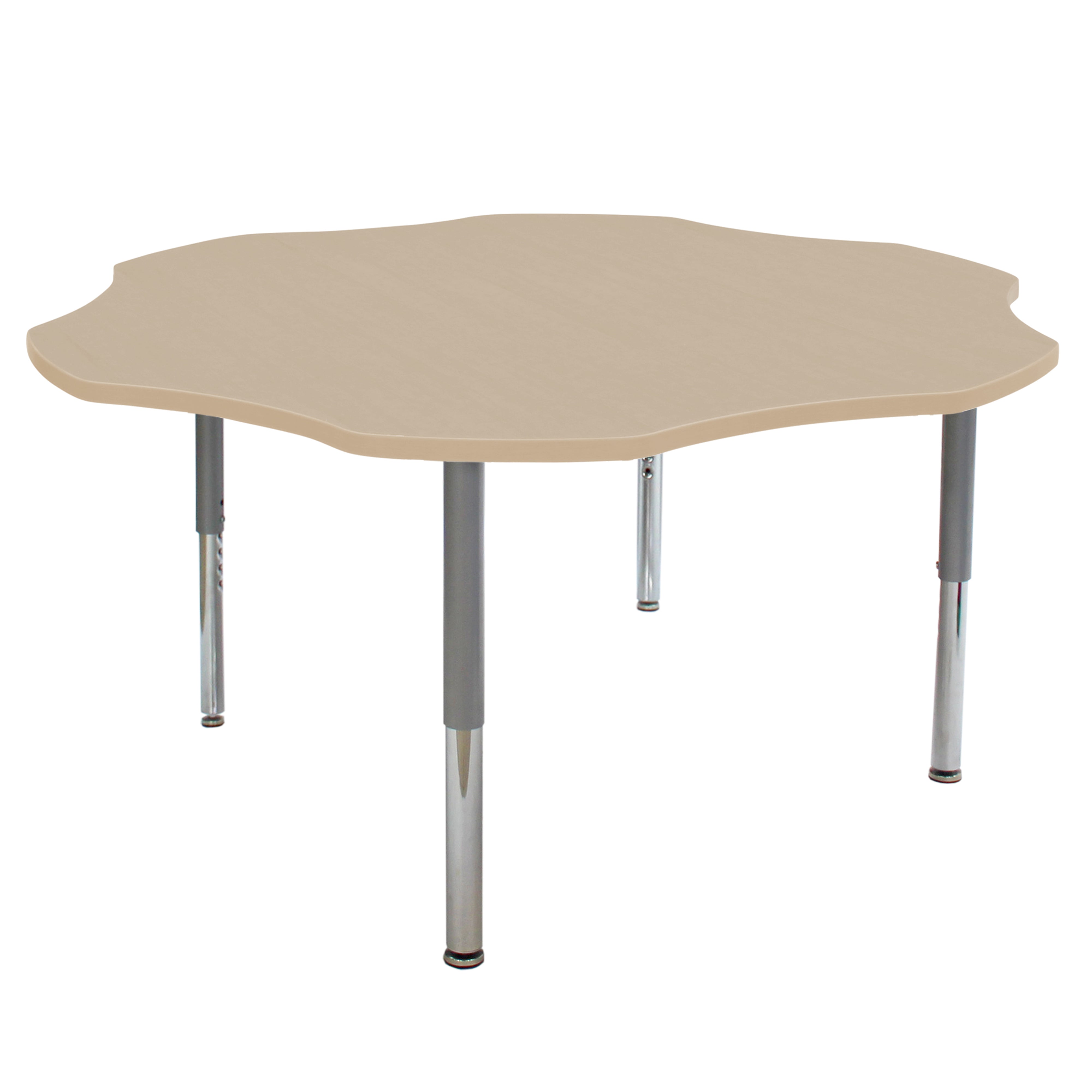 60" Flower La Madera Activity Table with Adjustable Super Legs - Maple Grain/Silver