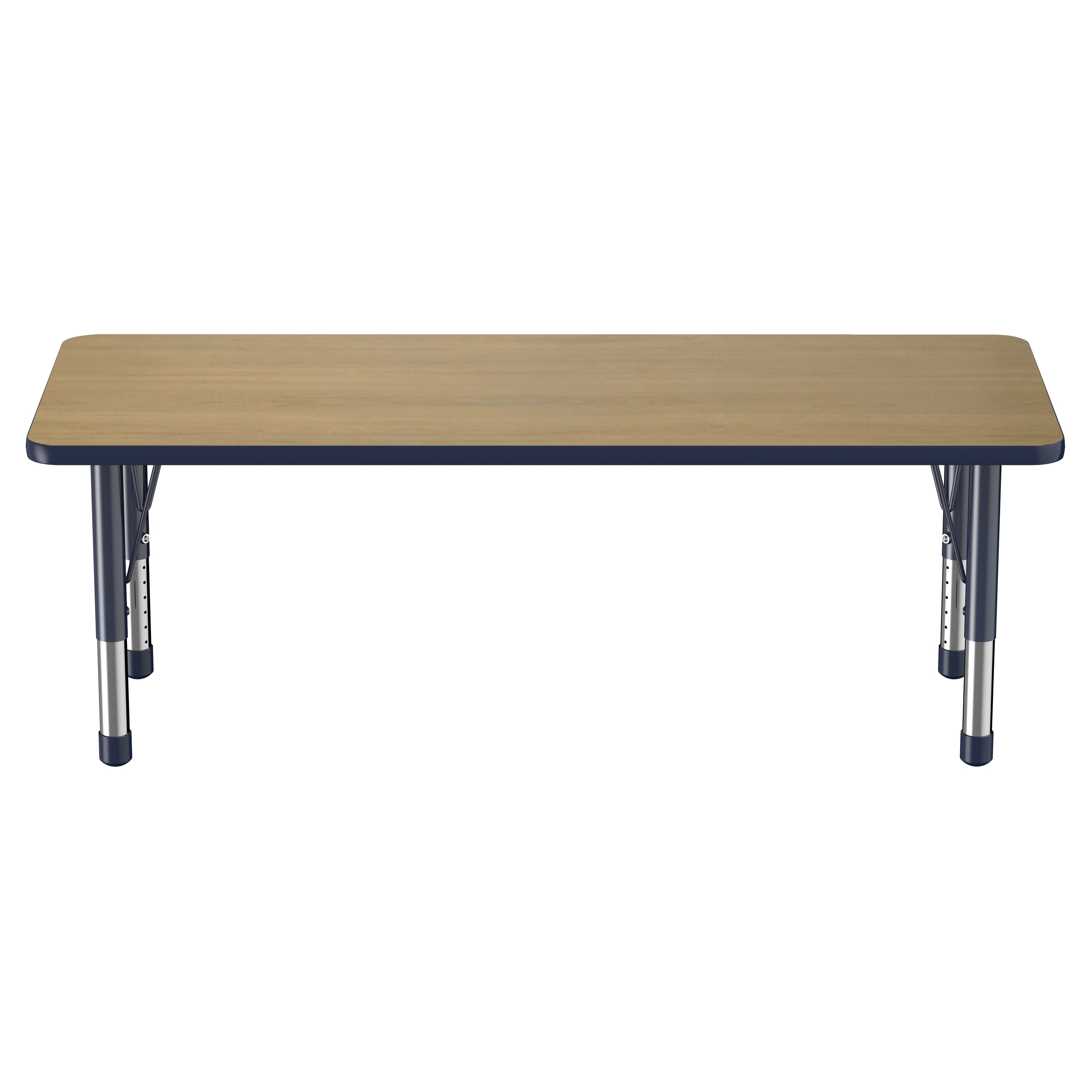 24" x 60" Rectangle T-Molding Activity Table with Adjustable Chunky Legs - Pasadena Oak/Navy