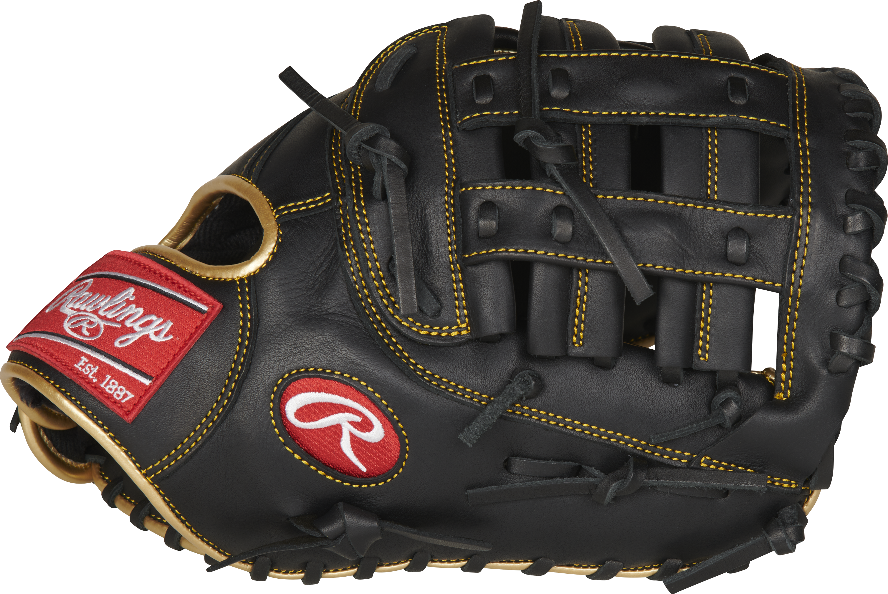 Rawlings R9 Baseball Series First Base Mitt 12.5-Inch Baseball Glove  - Right Hand Thrower - Black
