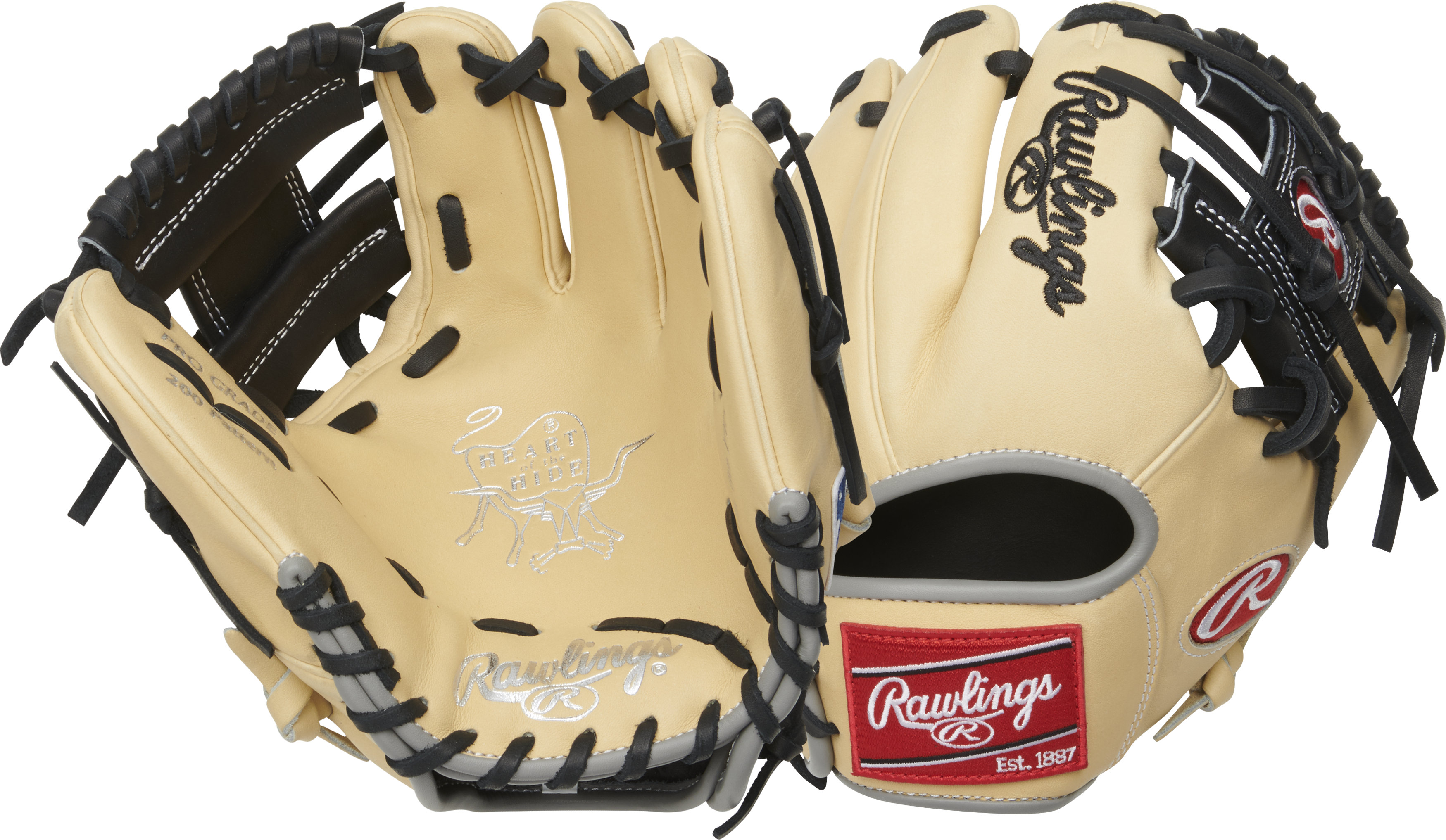 Rawlings Heart Of The Hide Series Training 9.5-Inch Baseball Glove - Right Hand Thrower - Camel/Black