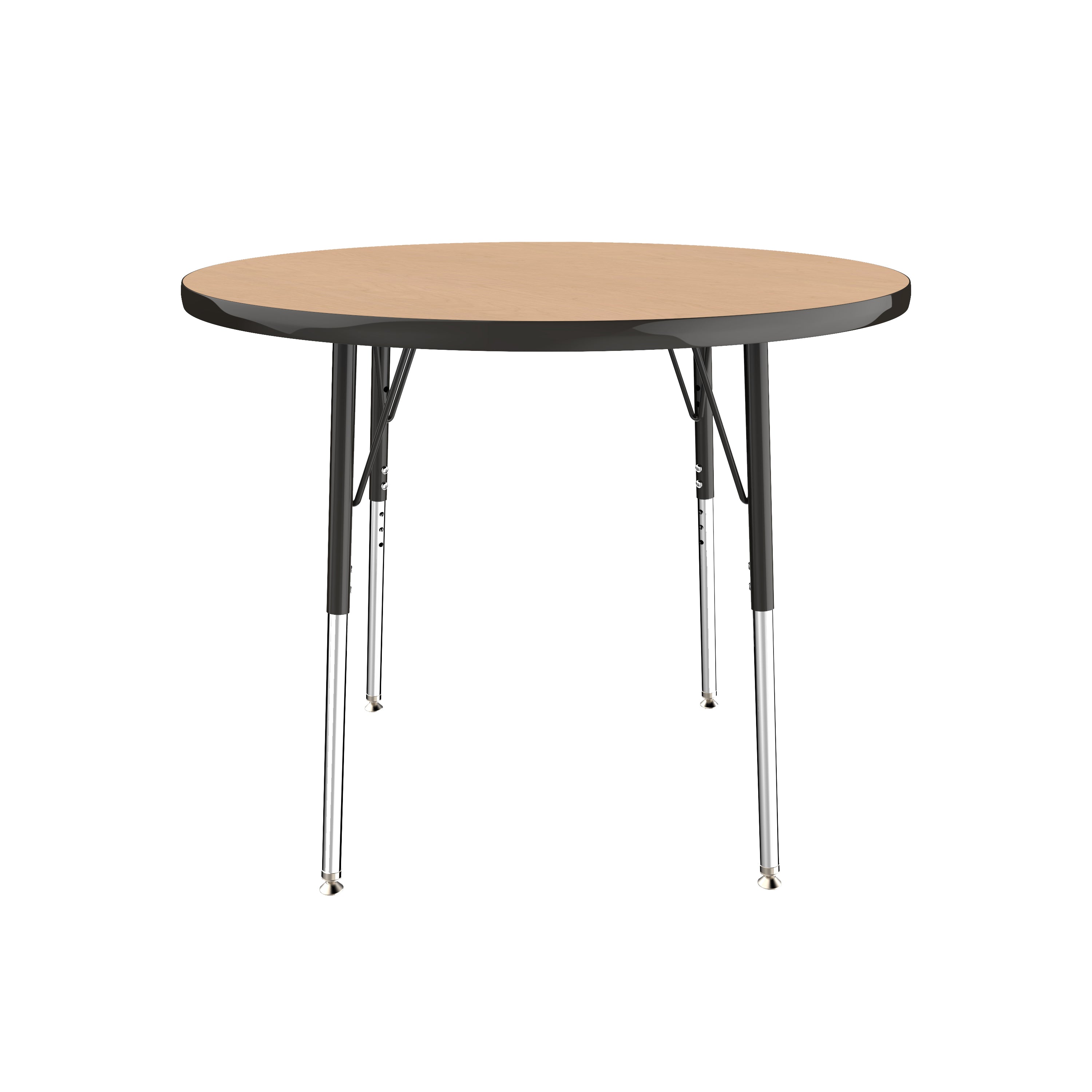 36" Round T-Molding Activity Table with Adjustable Standard Swivel Glide Legs - Maple/Black