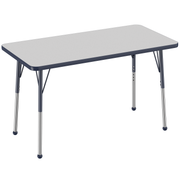 24" x 48" Rectangle T-Molding Activity Table with Adjustable Standard Ball Glide Legs - Gray/Navy