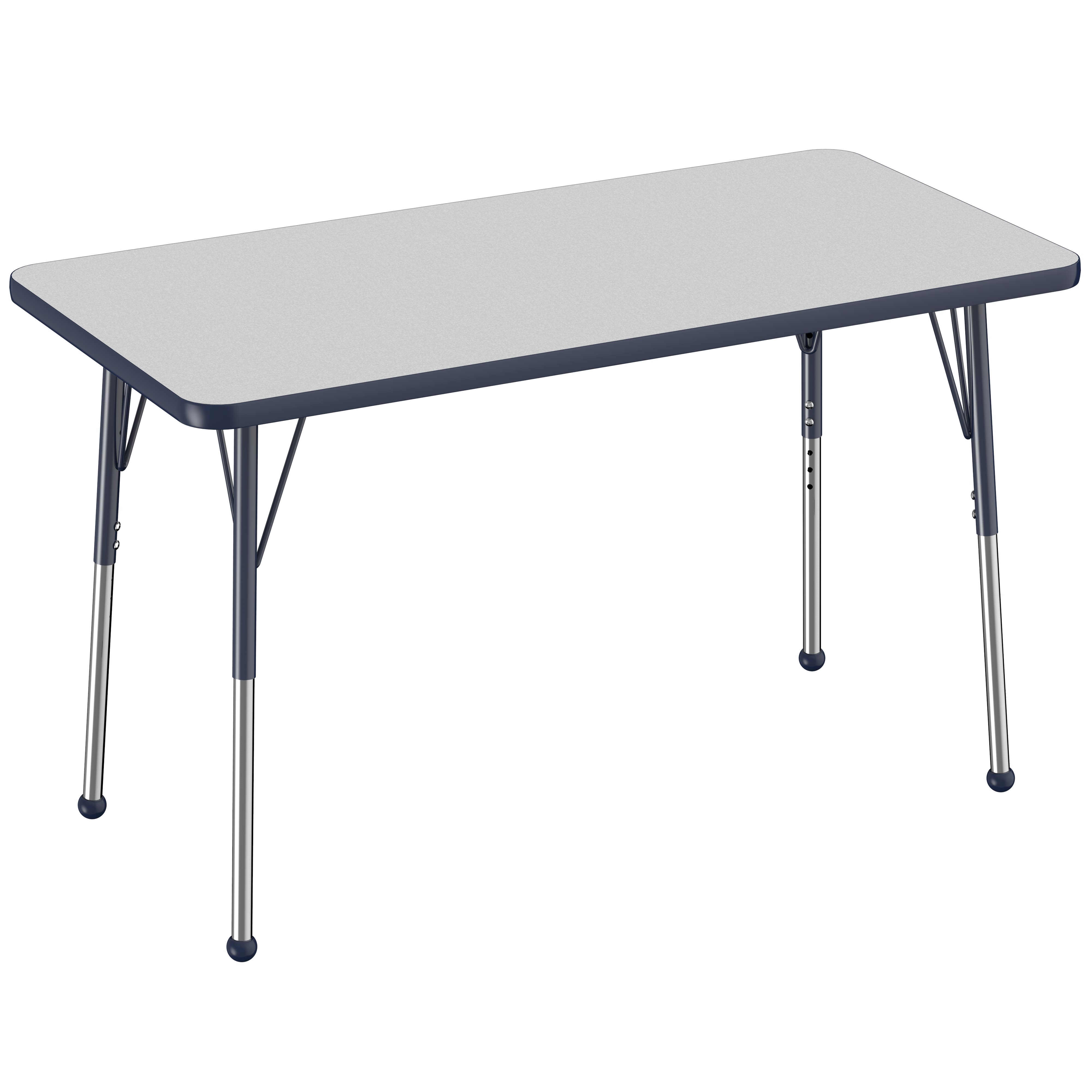 24" x 48" Rectangle T-Molding Activity Table with Adjustable Standard Ball Glide Legs - Gray/Navy