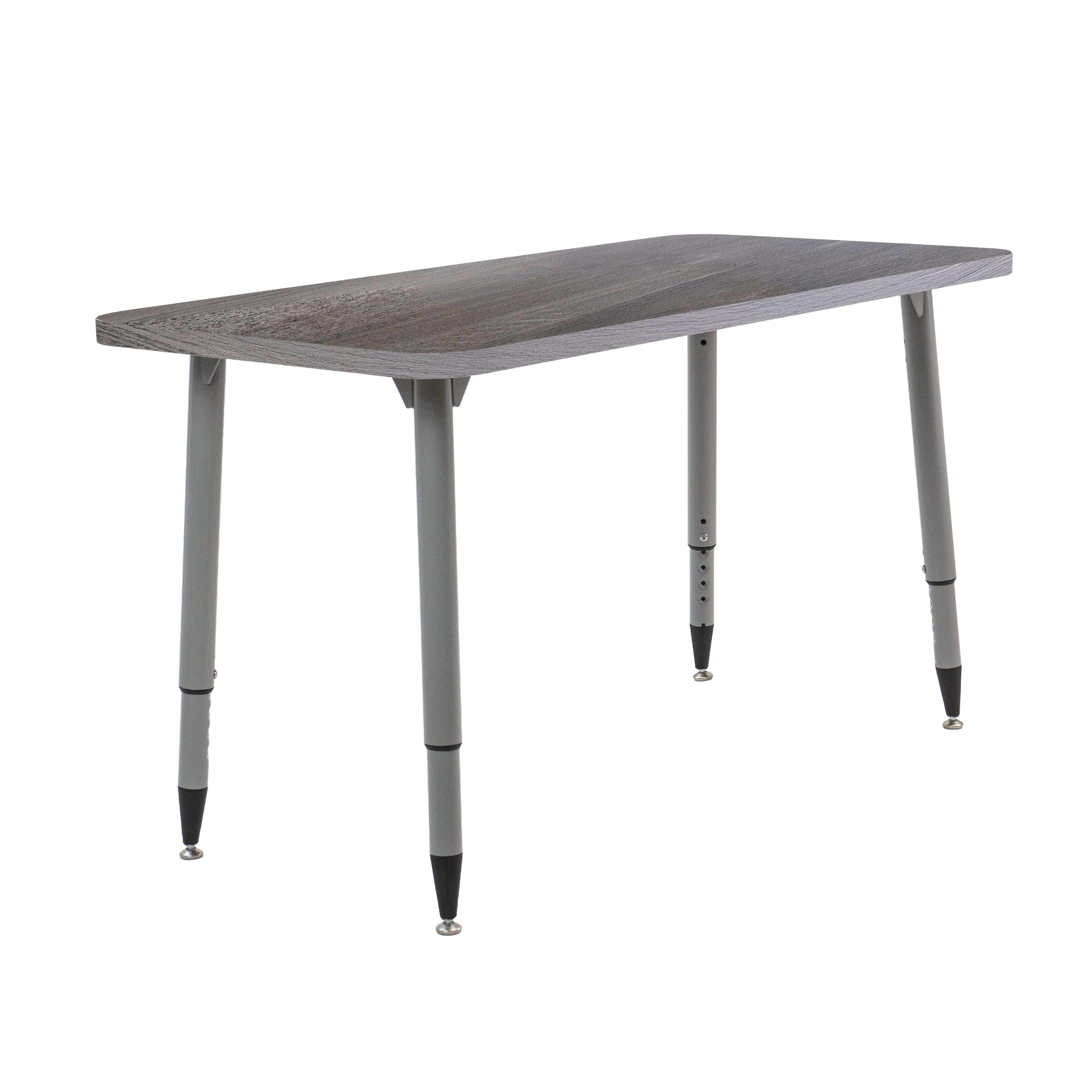 Adapte 24" x 48" Rectangle Woodgrain Activity Table with Adjustable Tapered Legs - Gray Wood/Silver