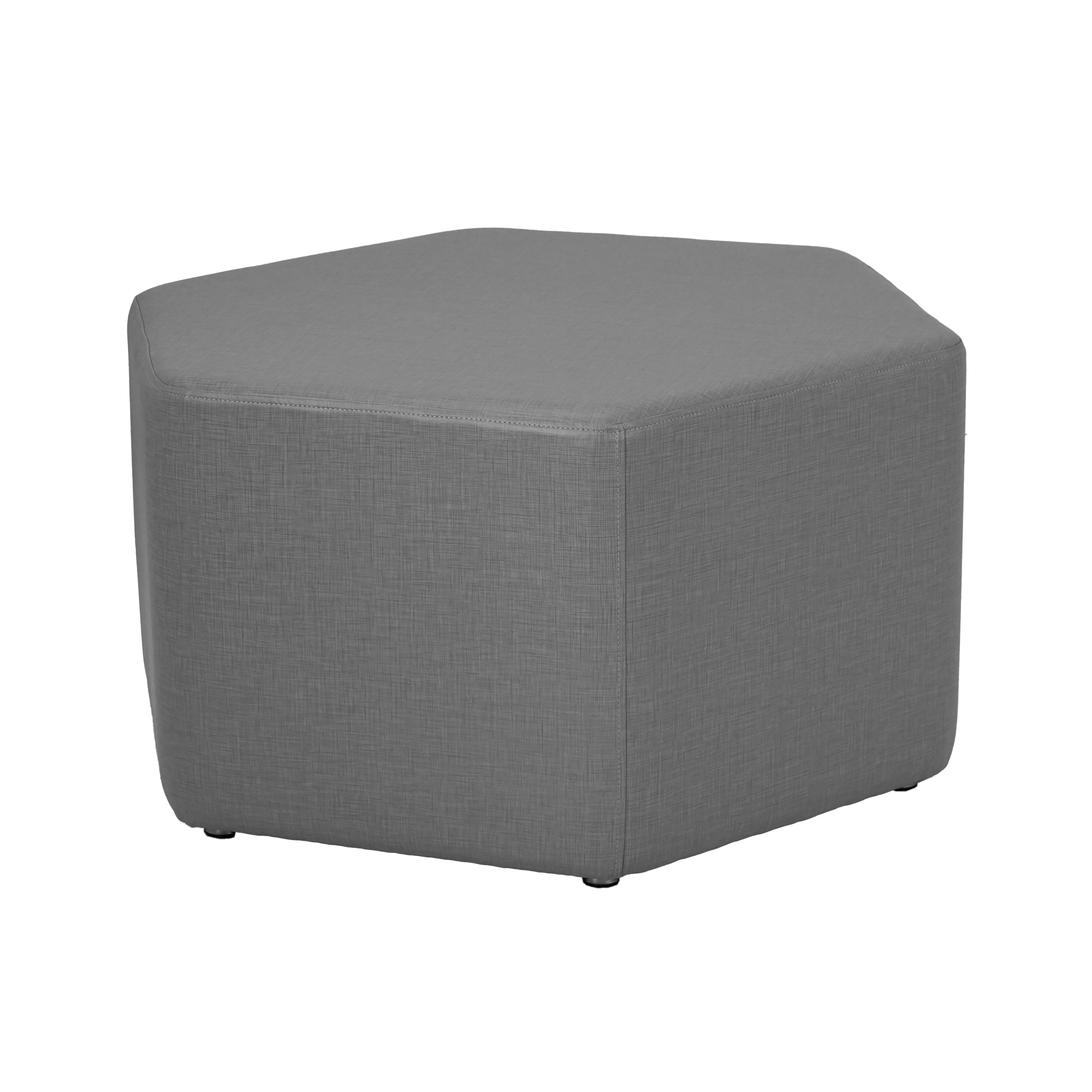 Pro Series Upholstered Hexagon Ottoman 18" Height - Slate Gray Crosshatch