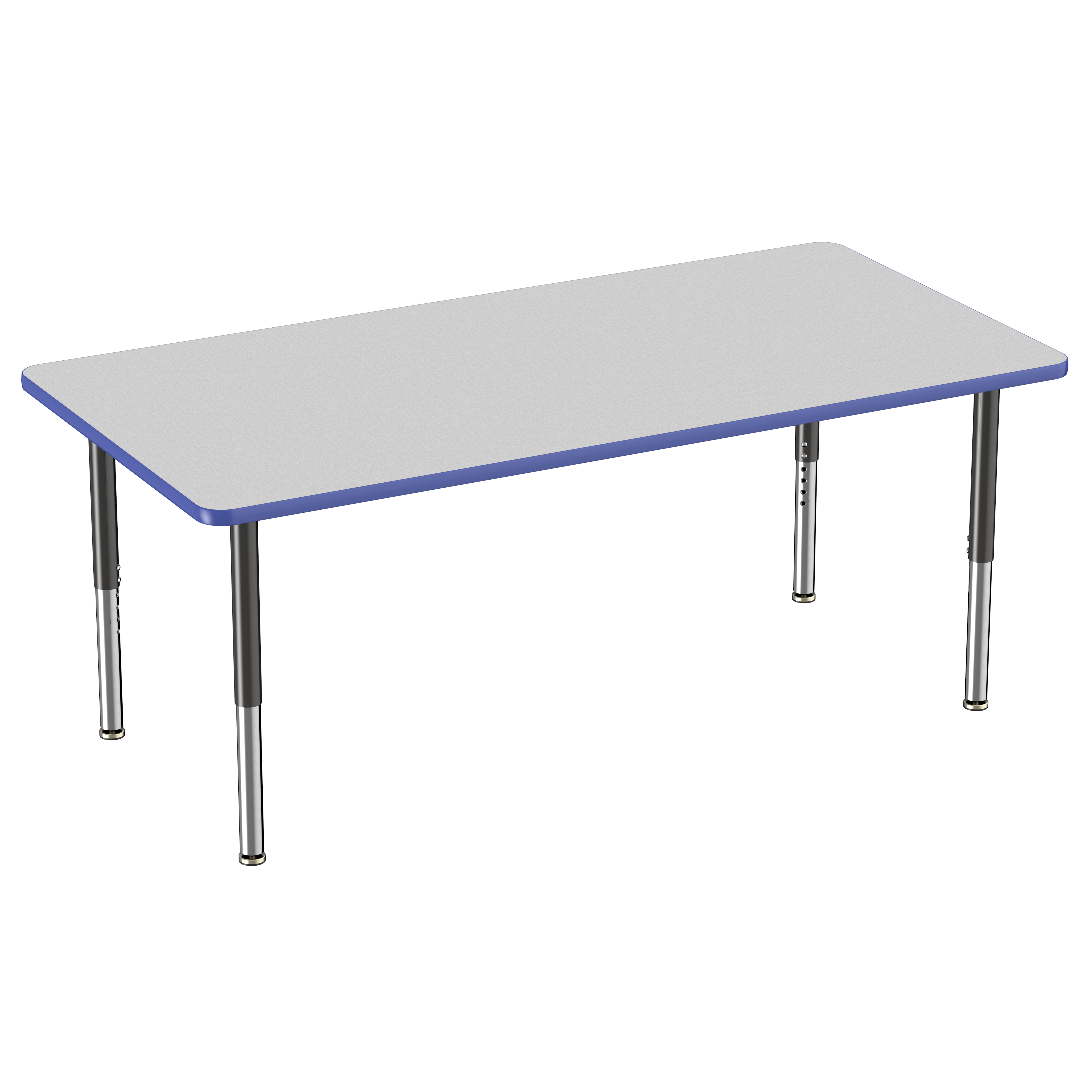 36" x 72" Rectangle T-Molding Activity Table with Adjustable Super Legs - Gray/Blue/Black