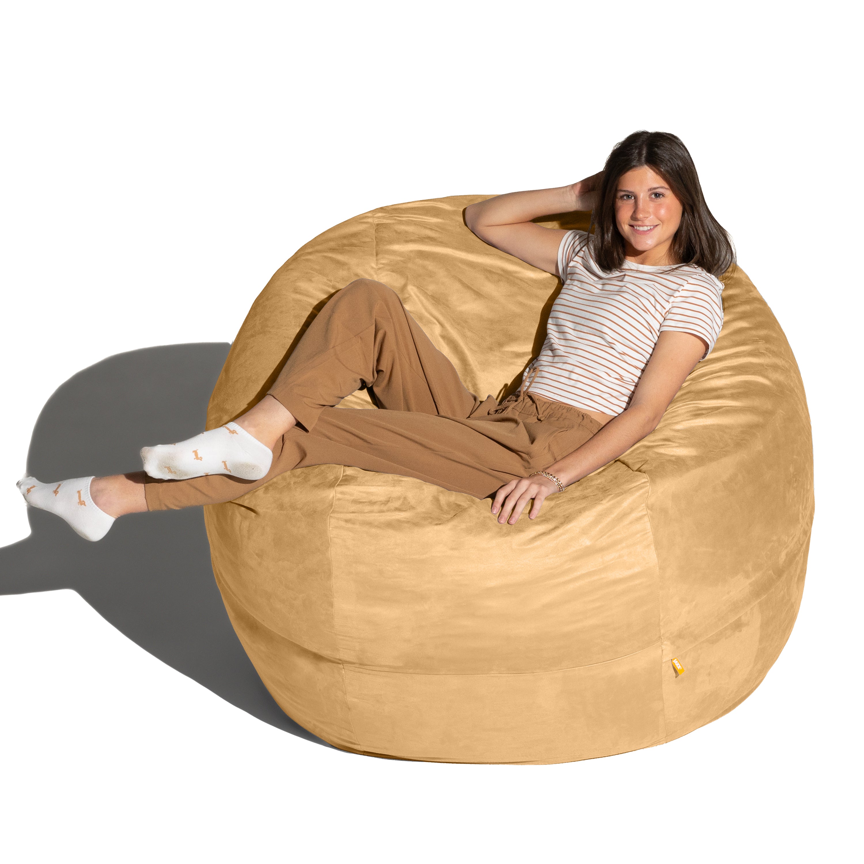 Jaxx Saxx 5 Foot Large Bean Bag w/ Removable Cover, Camel