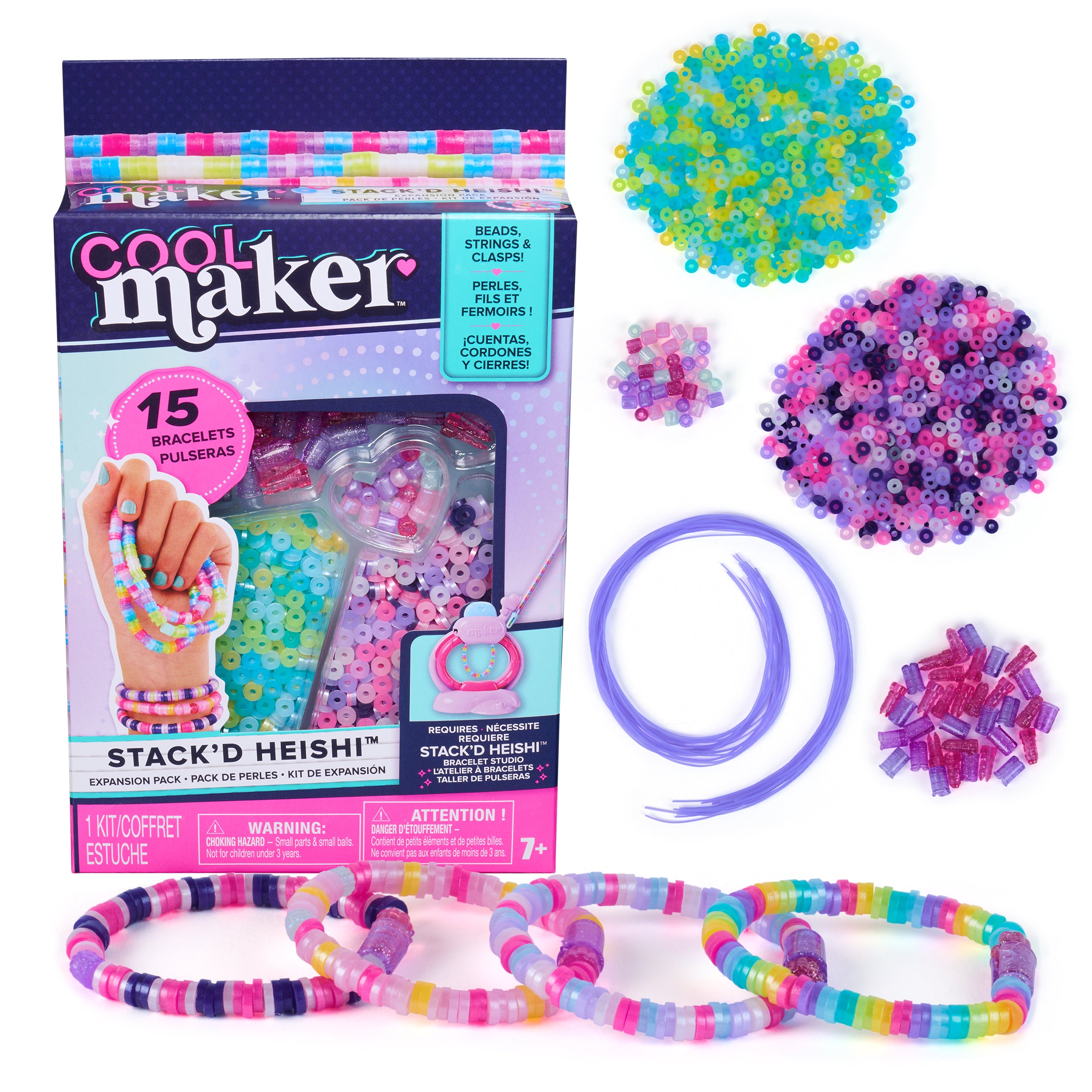 Cool Maker, Stack’d Heishi Expansion Pack, Bracelet Making Kit with over 1300 Beads for Bracelets, Makes 15, Arts and Crafts Kids Toys for Girls Ages 7 and up
