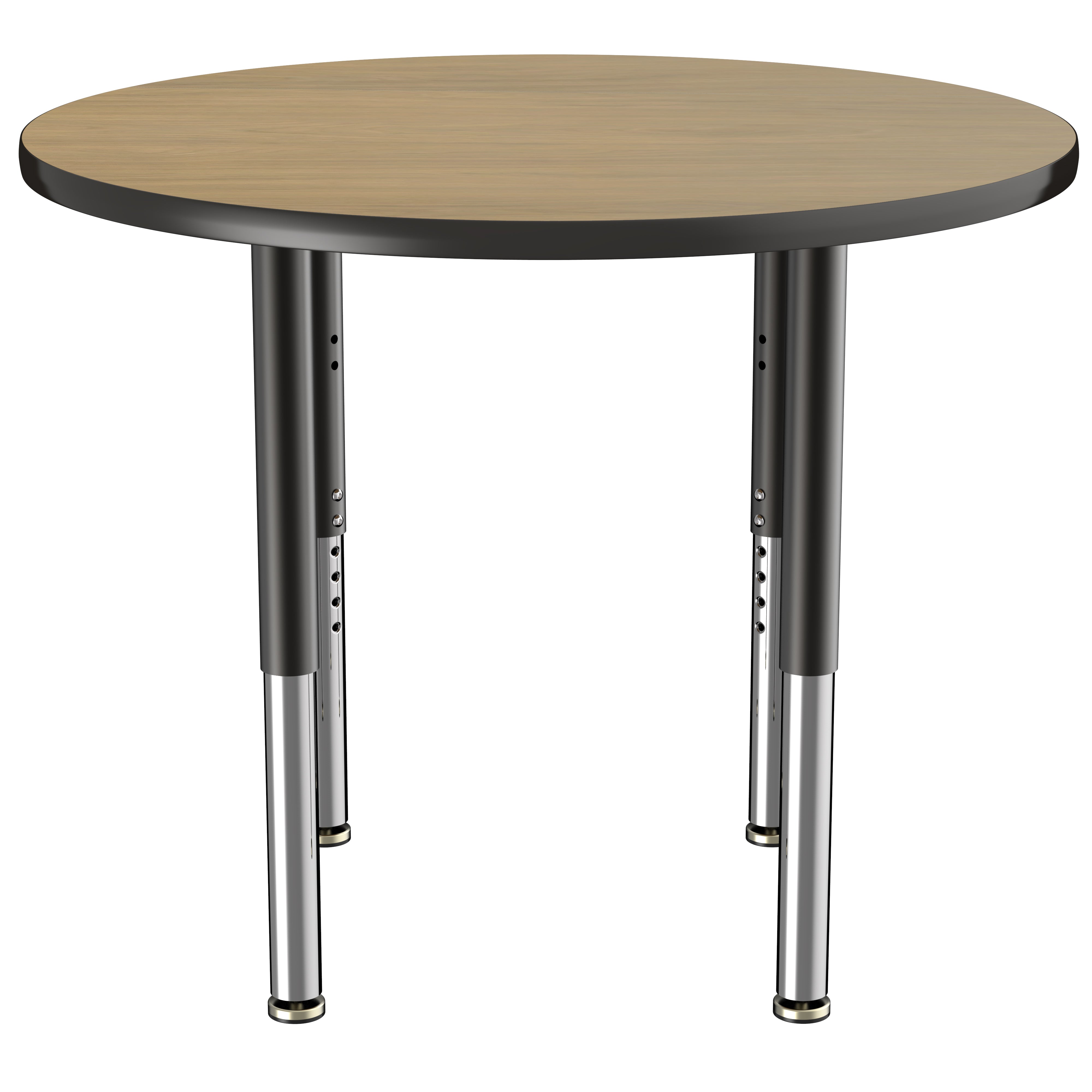 36" Round T-Molding Activity Table with Adjustable Super Legs - Pasadena Oak/Black