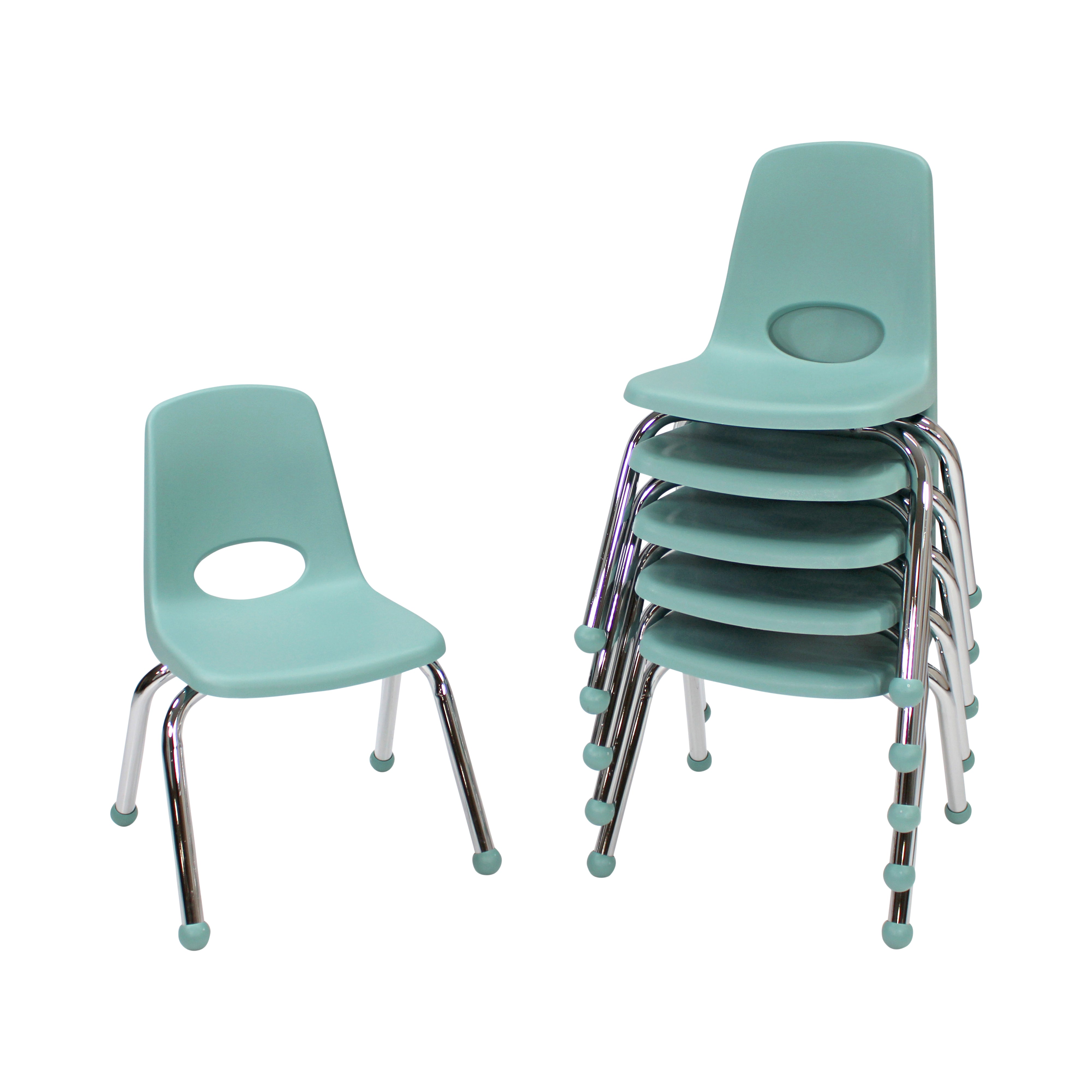 12" Stack Chair with Ball Glides - Seafoam