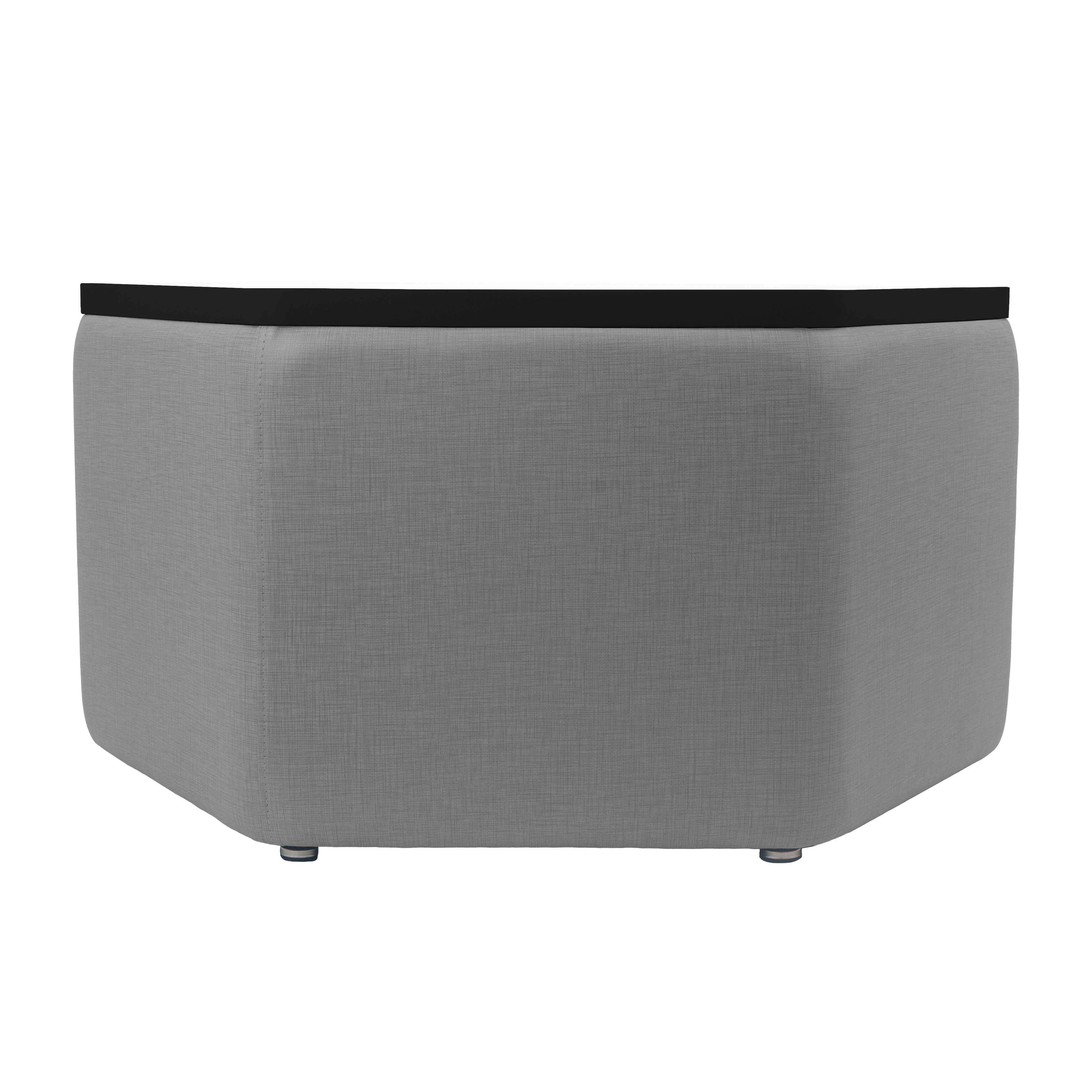 Pro Series Upholstered Hexagon Dry-Erase Ottoman Table 18" Height - Slate Gray Crosshatch/Whiteboard