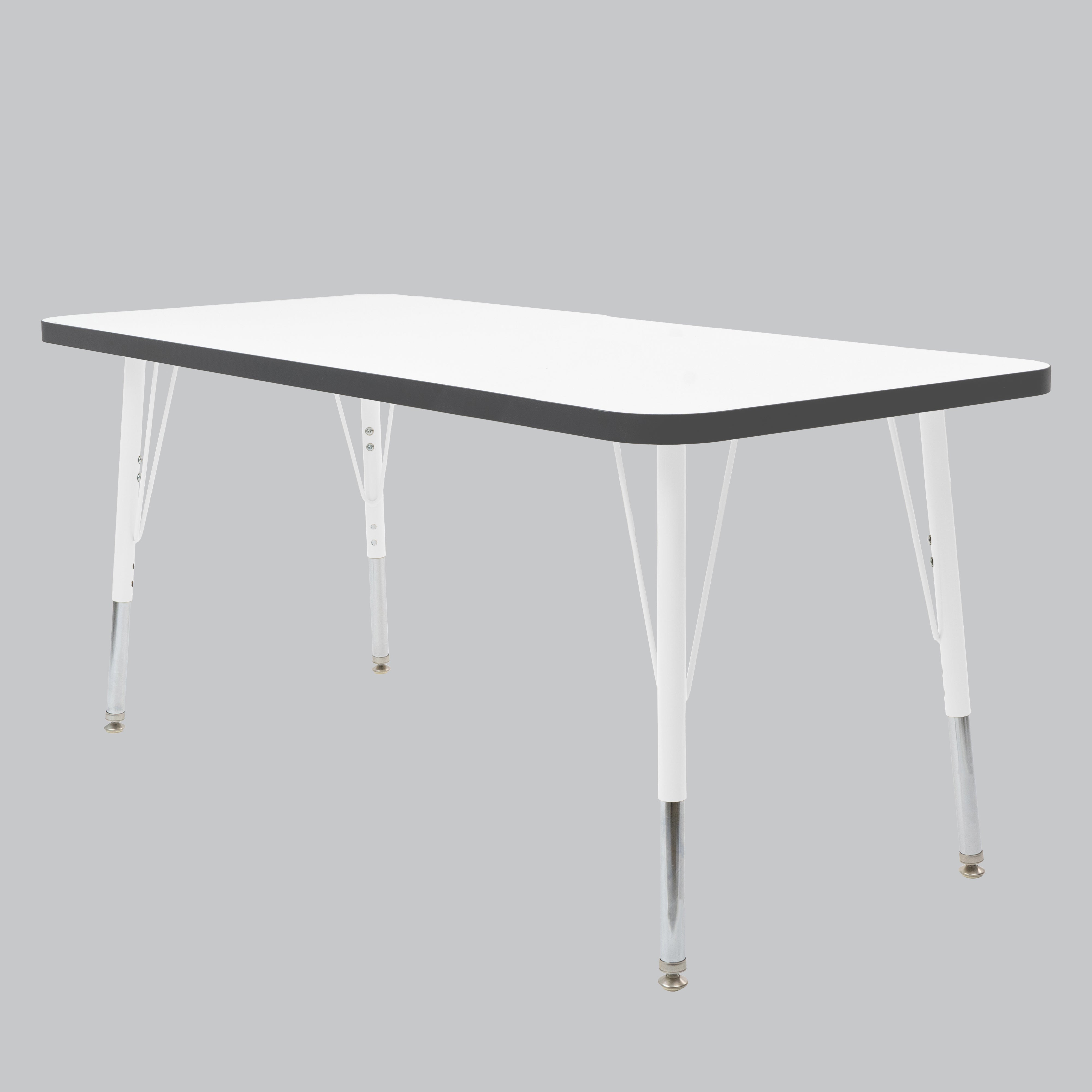24" x 60" Rectangle Thermofused Activity Table with Adjustable Standard Swivel Glide Legs - White/Black/White