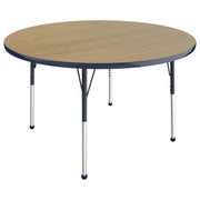 48" Round T-Molding Activity Table with Adjustable Standard Ball Glide Legs - Pasadena Oak/Navy