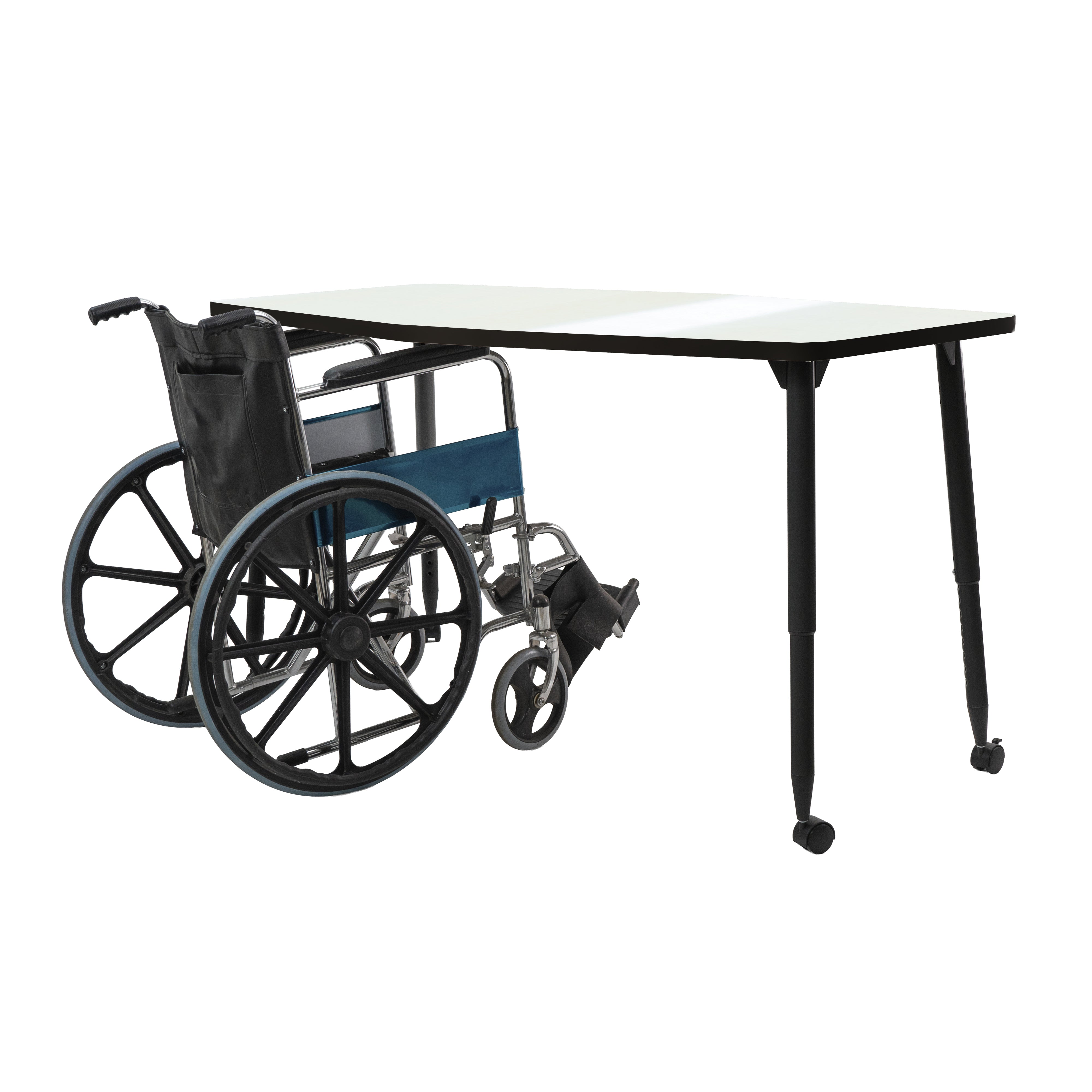 Adapte 34" x 60" Long Hexagon Dry-Erase Activity Table with Adjustable Tapered Legs - Whiteboard/Black