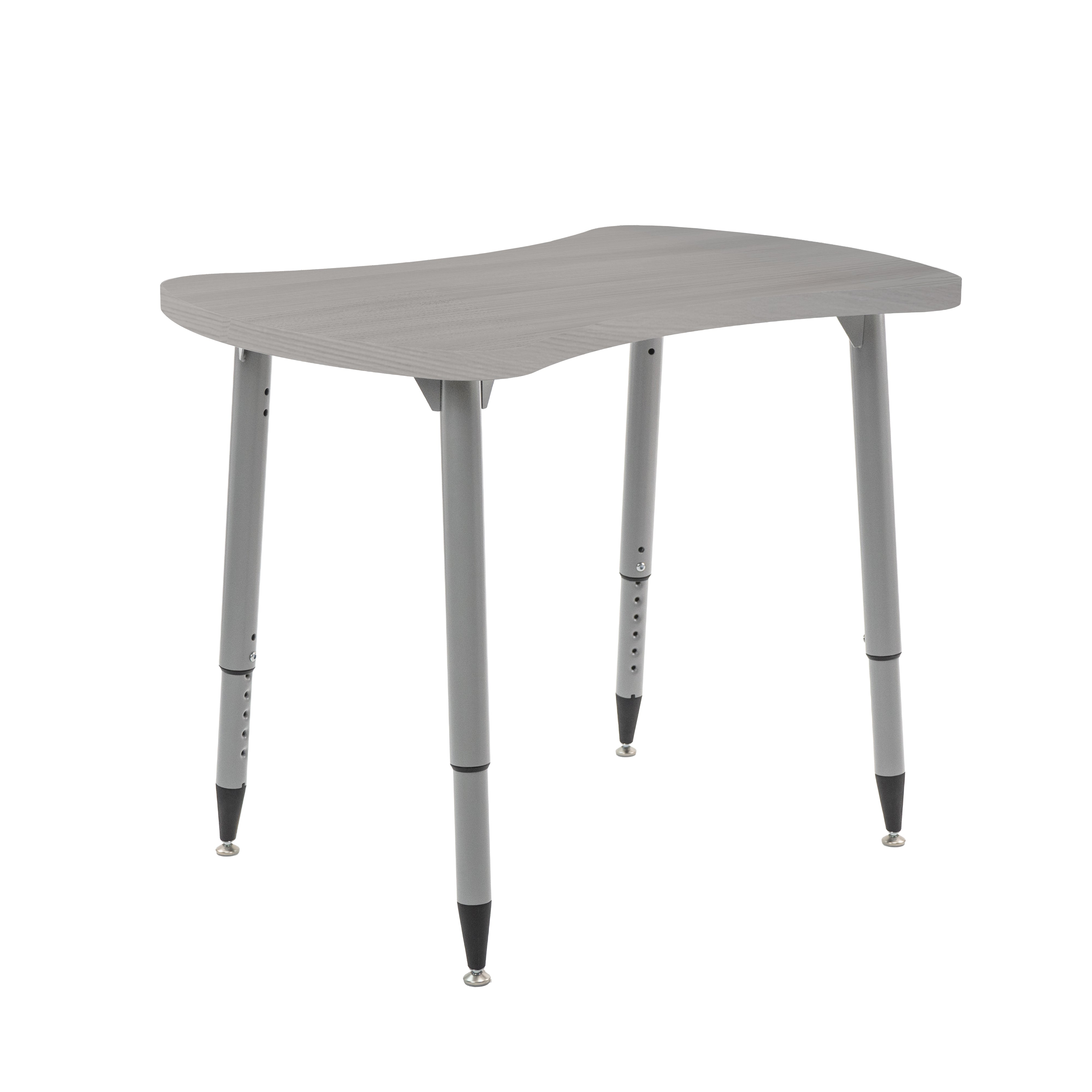 Adapte 25" x 37" Bowtie Woodgrain Activity Table with Adjustable Tapered Legs - Light Gray Wood/Silver