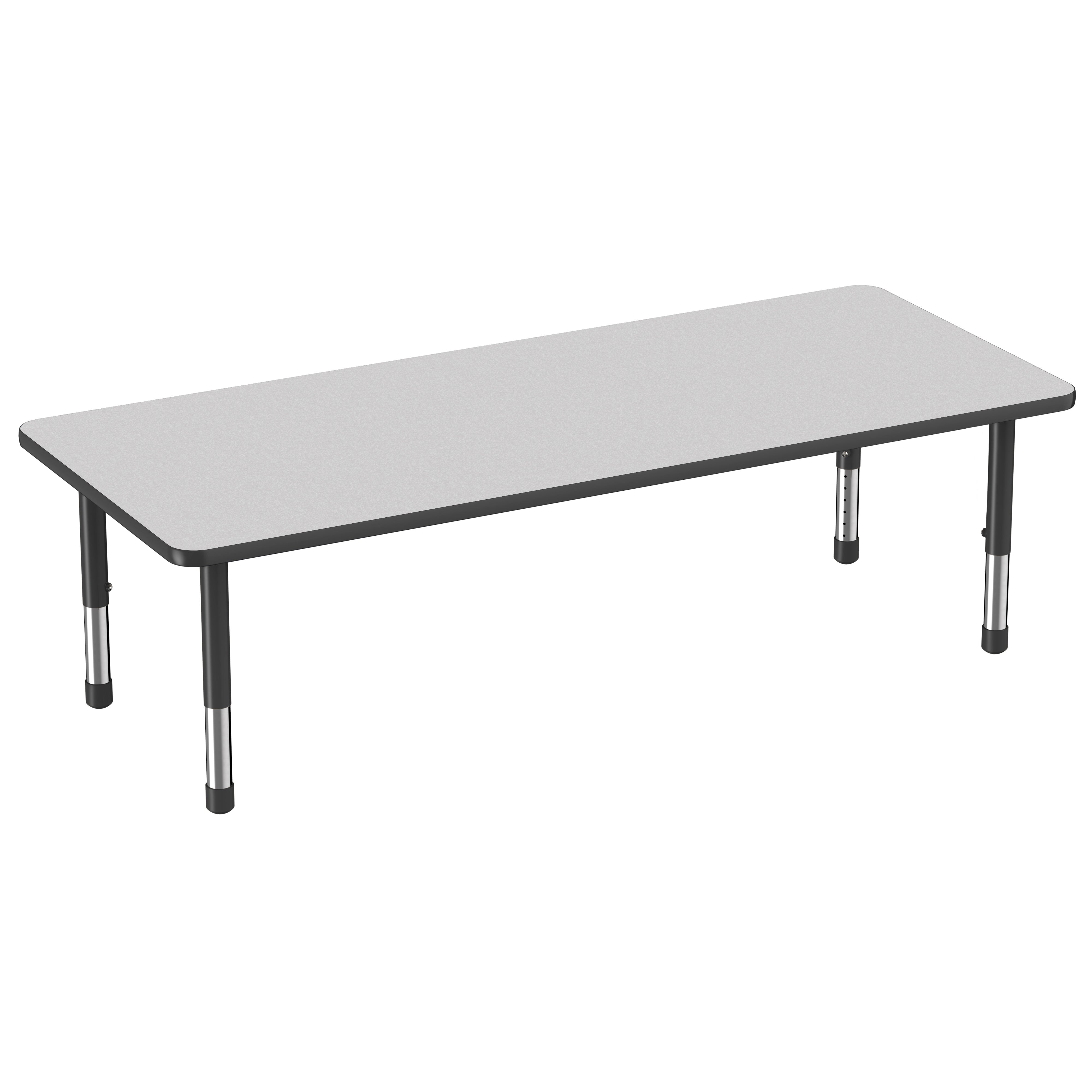 30" x 72" Rectangle Thermofused Activity Table with Adjustable Chunky Legs - Gray/Black