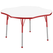 48" x 48" Clover Dry-Erase Activity Table with Adjustable Standard Ball Glide Legs - Whiteboard/Red