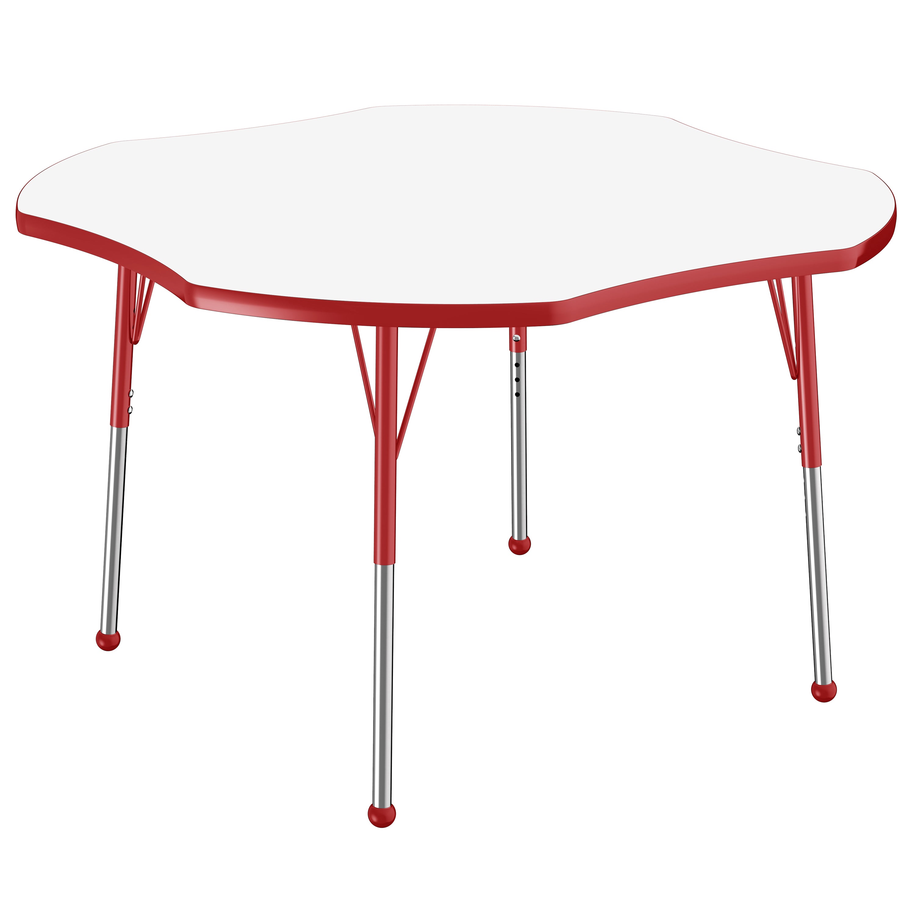 48" x 48" Clover Dry-Erase Activity Table with Adjustable Standard Ball Glide Legs - Whiteboard/Red