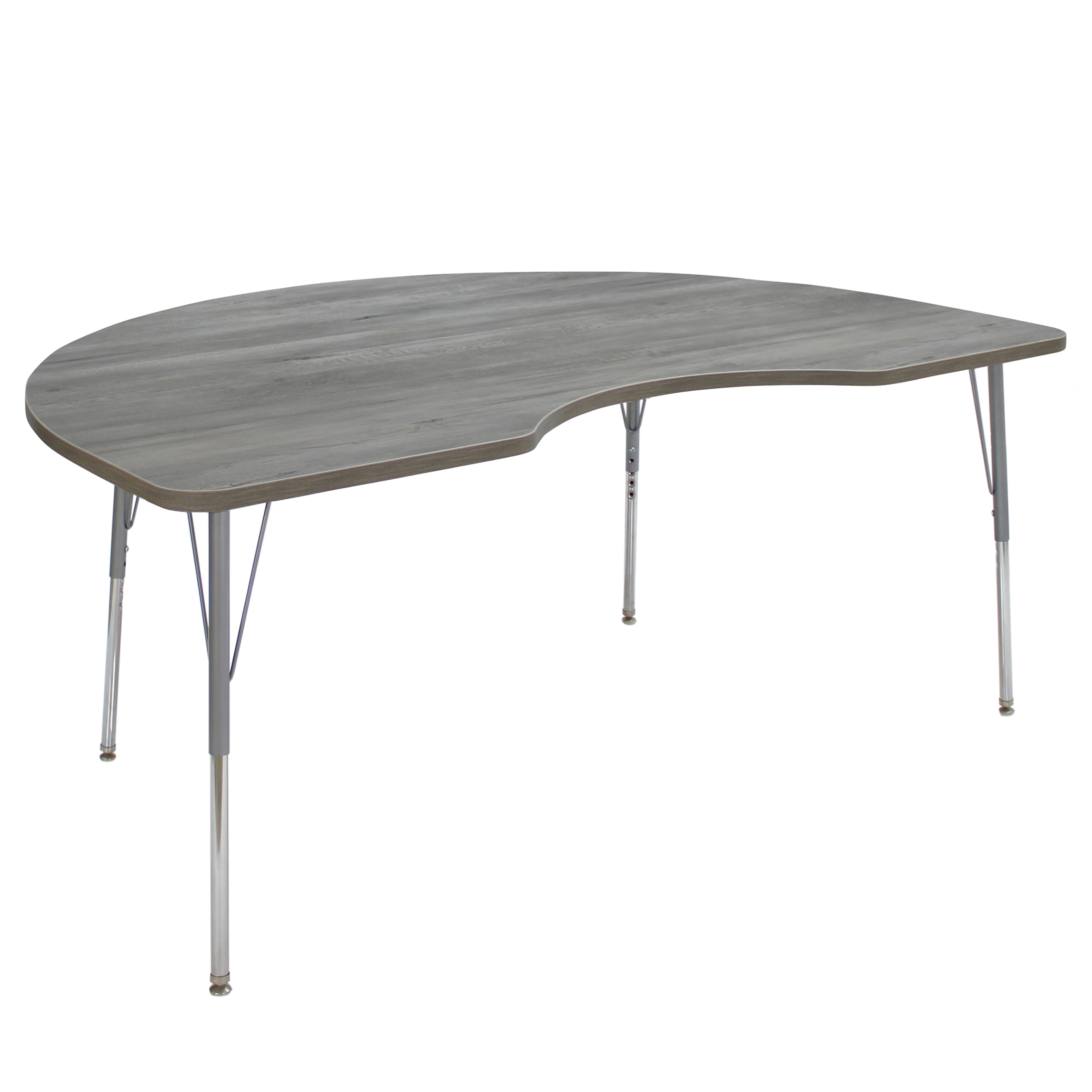 48" x 72" Kidney La Madera Activity Table with Standard Legs - Light Gray Wood/Silver