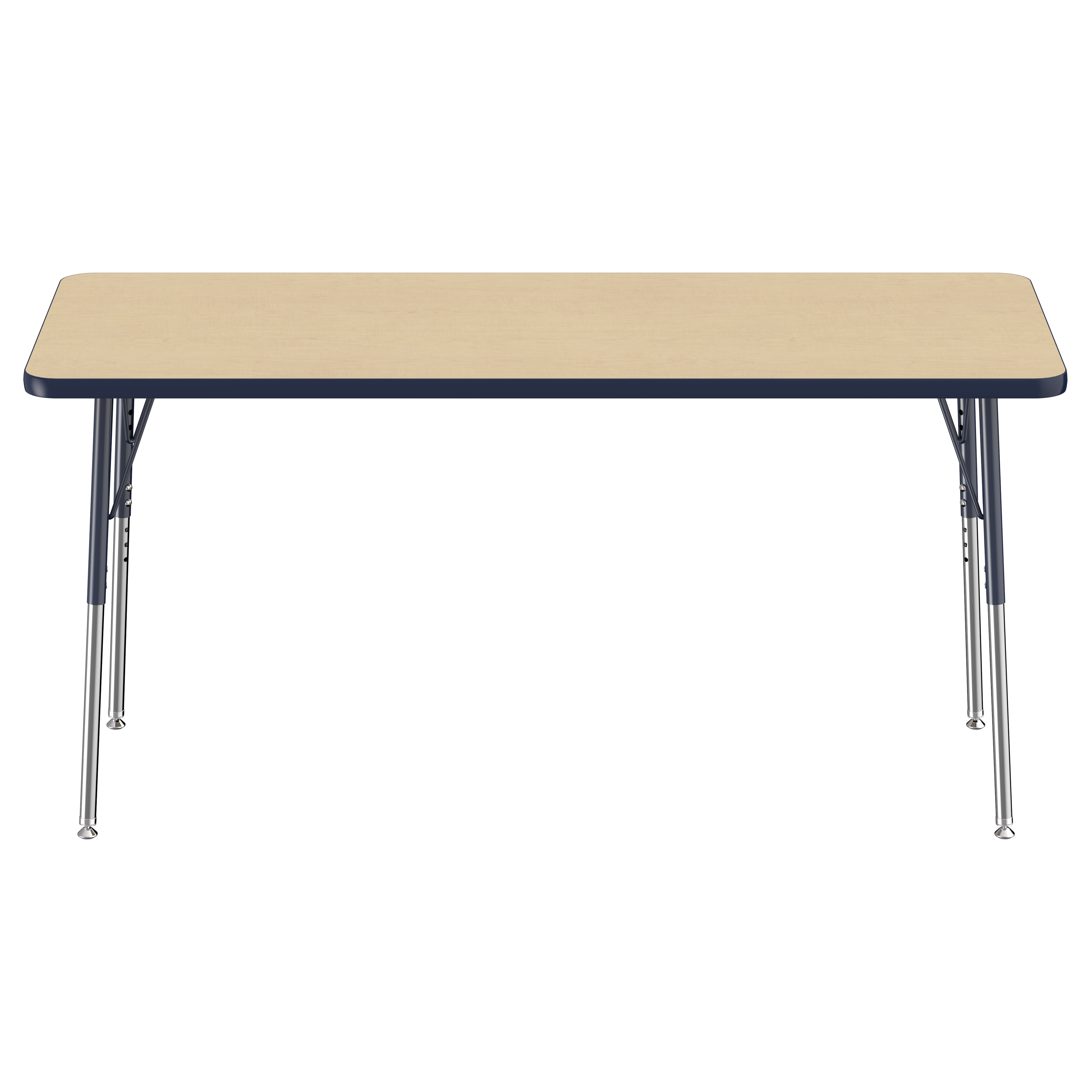 24" x 60" Rectangle T-Molding Activity Table with Adjustable Standard Swivel Glide Legs - Maple/Navy