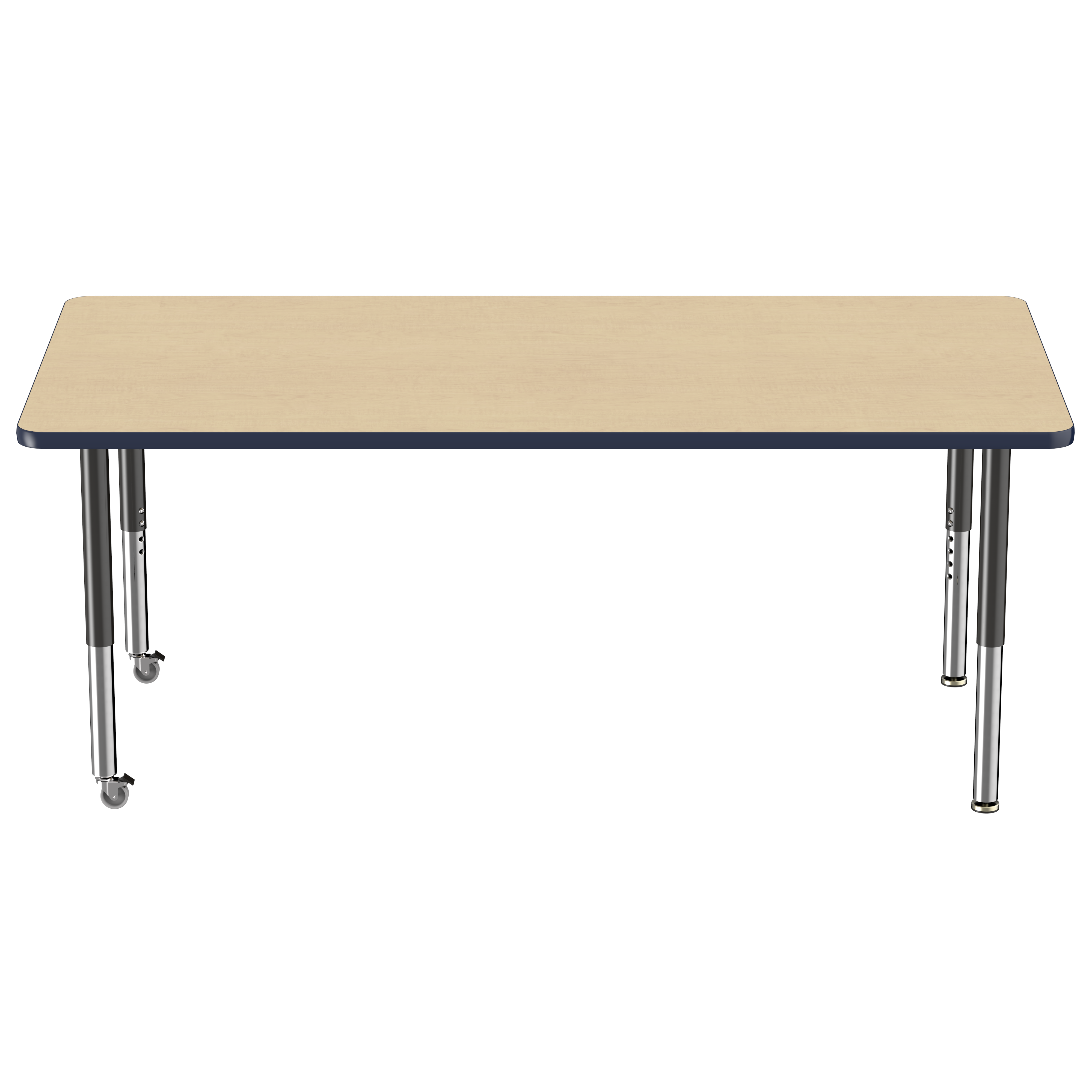 36" x 72" Rectangle T-Molding Activity Table with Adjustable Super Legs - Maple/Navy/Black